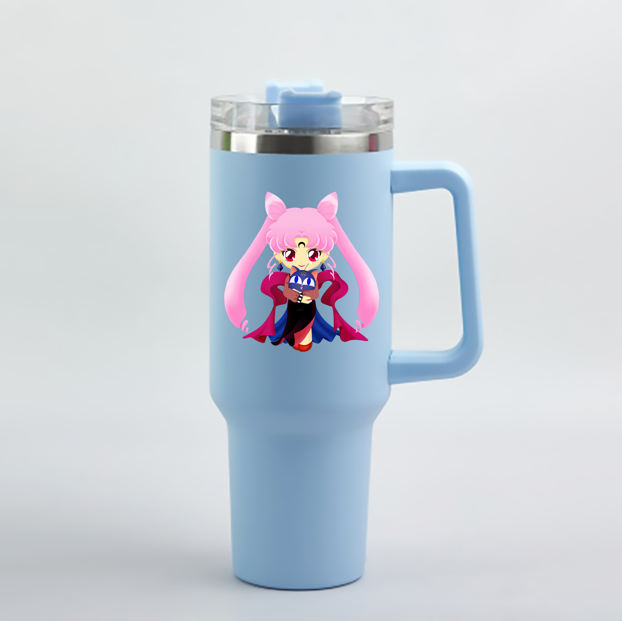 （画像用） 美少女戦士セーラームーン ちびうさ Sailor Moon Chibiusa Tsukino Usagi Small Lady Serenity 1200mL車用タンブラー - クリスタルステッカー（プラスチックストロー付き）