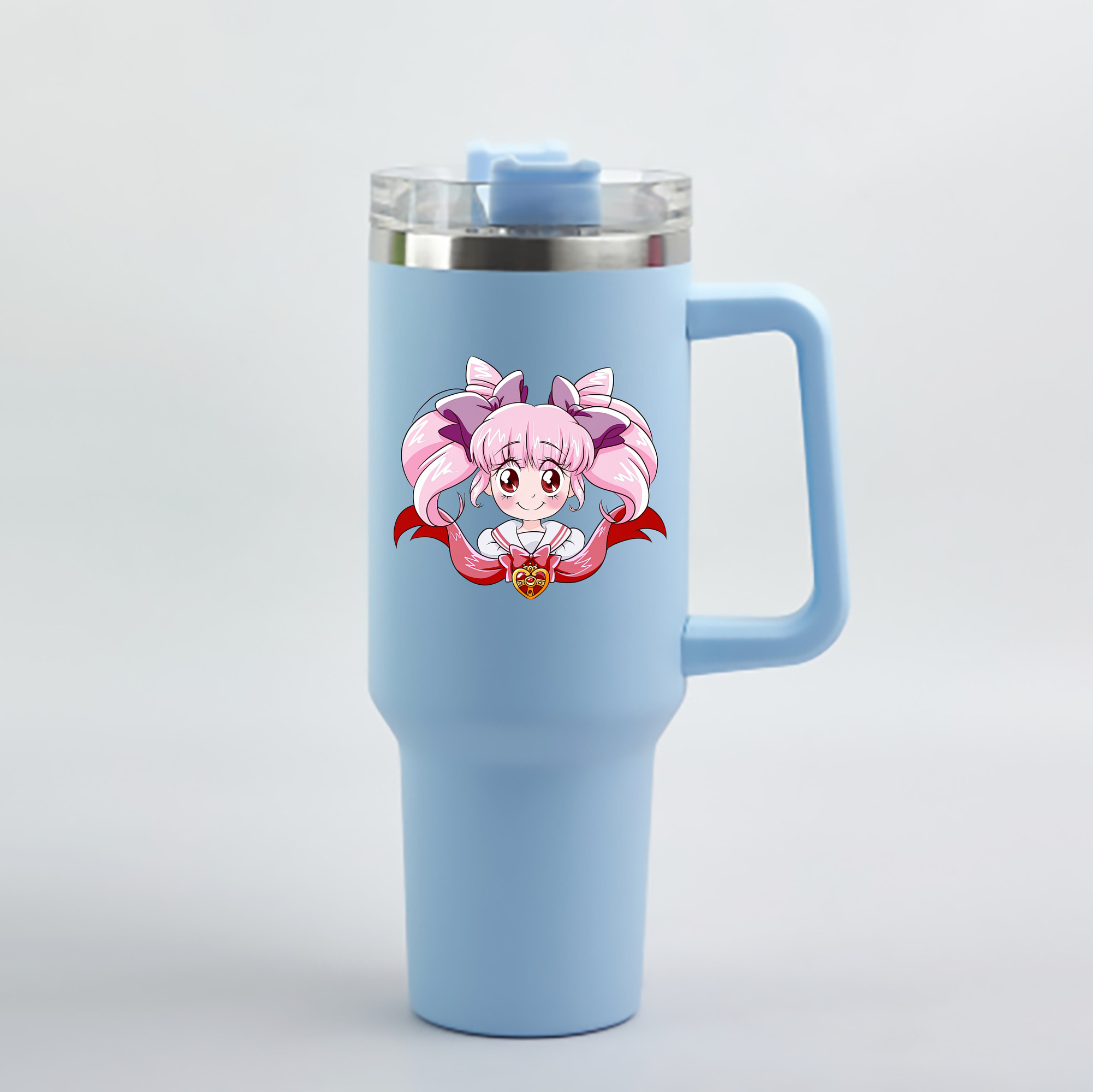 （画像用） 美少女戦士セーラームーン ちびうさ Sailor Moon Chibiusa Tsukino Usagi Small Lady Serenity 1200mL車用タンブラー - クリスタルステッカー（プラスチックストロー付き）