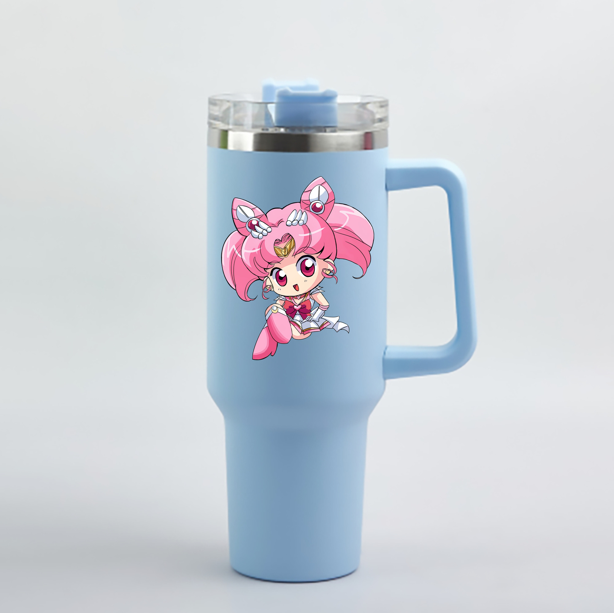 （画像用） 美少女戦士セーラームーン ちびうさ Sailor Moon Chibiusa Tsukino Usagi Small Lady Serenity 1200mL車用タンブラー - クリスタルステッカー（プラスチックストロー付き）