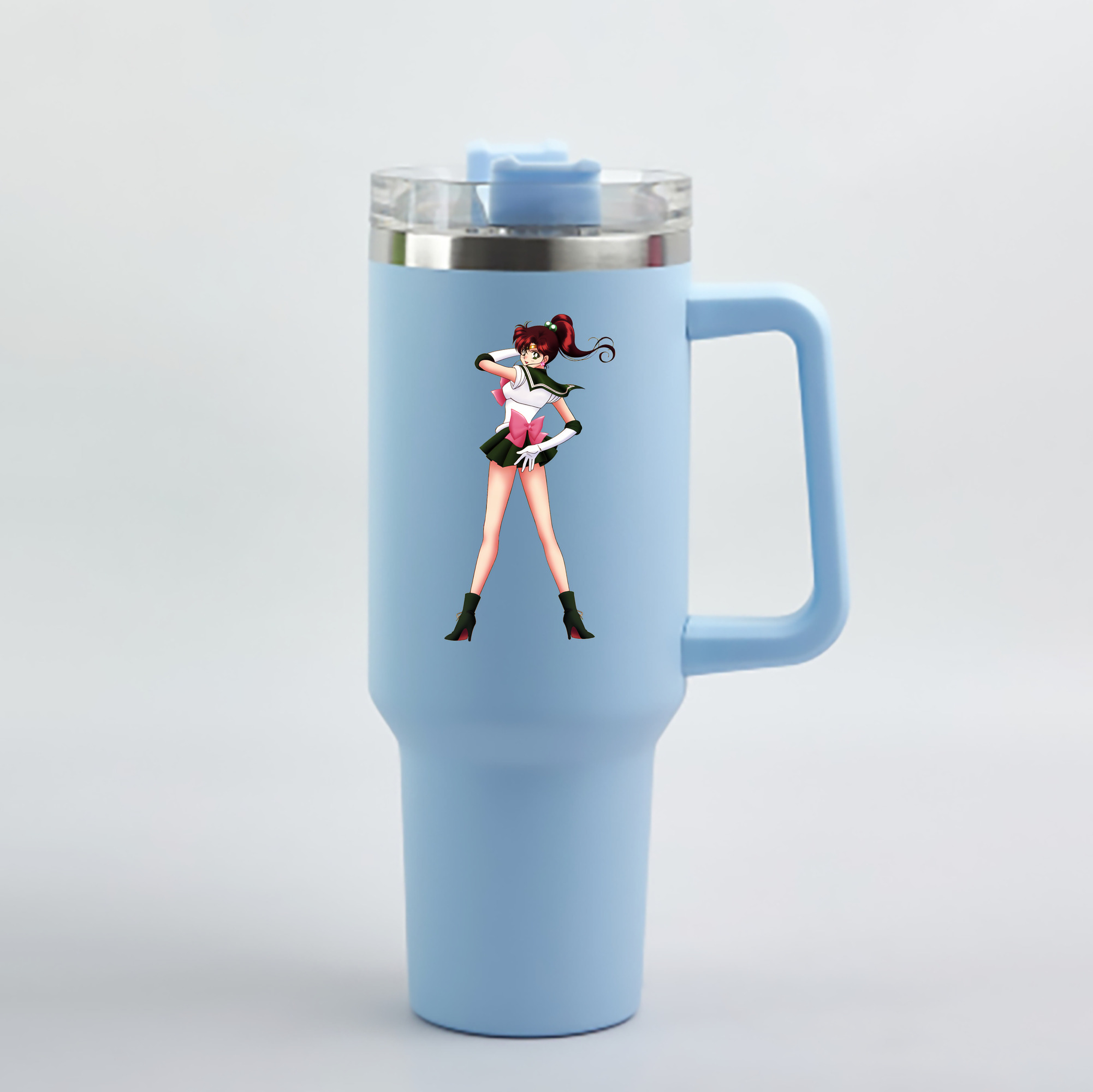 （画像用） 美少女戦士セーラームーン 木野 まこと きの まこと Sailor Moon Kino Makoto （セーラージュピター；Sailor Jupiter） 1200mL車用タンブラー - クリスタルステッカー（プラスチックストロー付き）