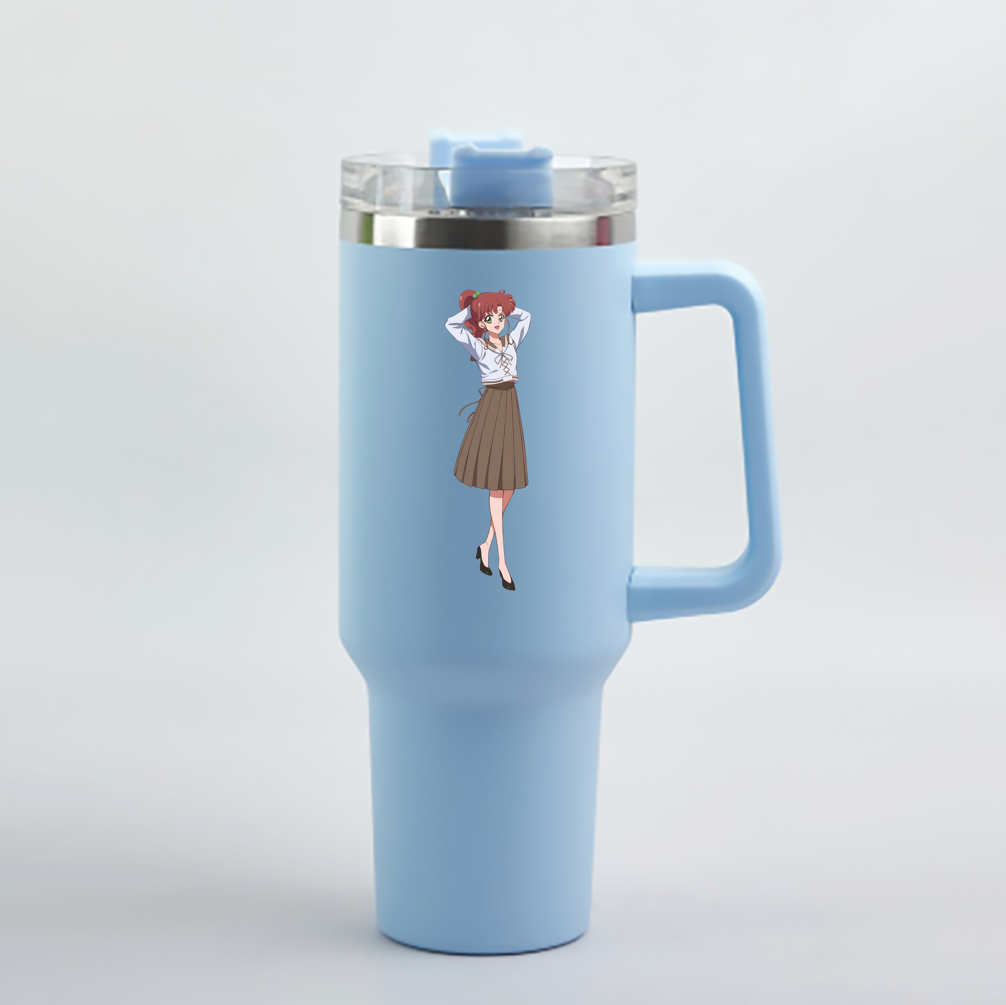 （画像用） 美少女戦士セーラームーン 木野 まこと きの まこと Sailor Moon Kino Makoto （セーラージュピター；Sailor Jupiter） 1200mL車用タンブラー - クリスタルステッカー（プラスチックストロー付き）