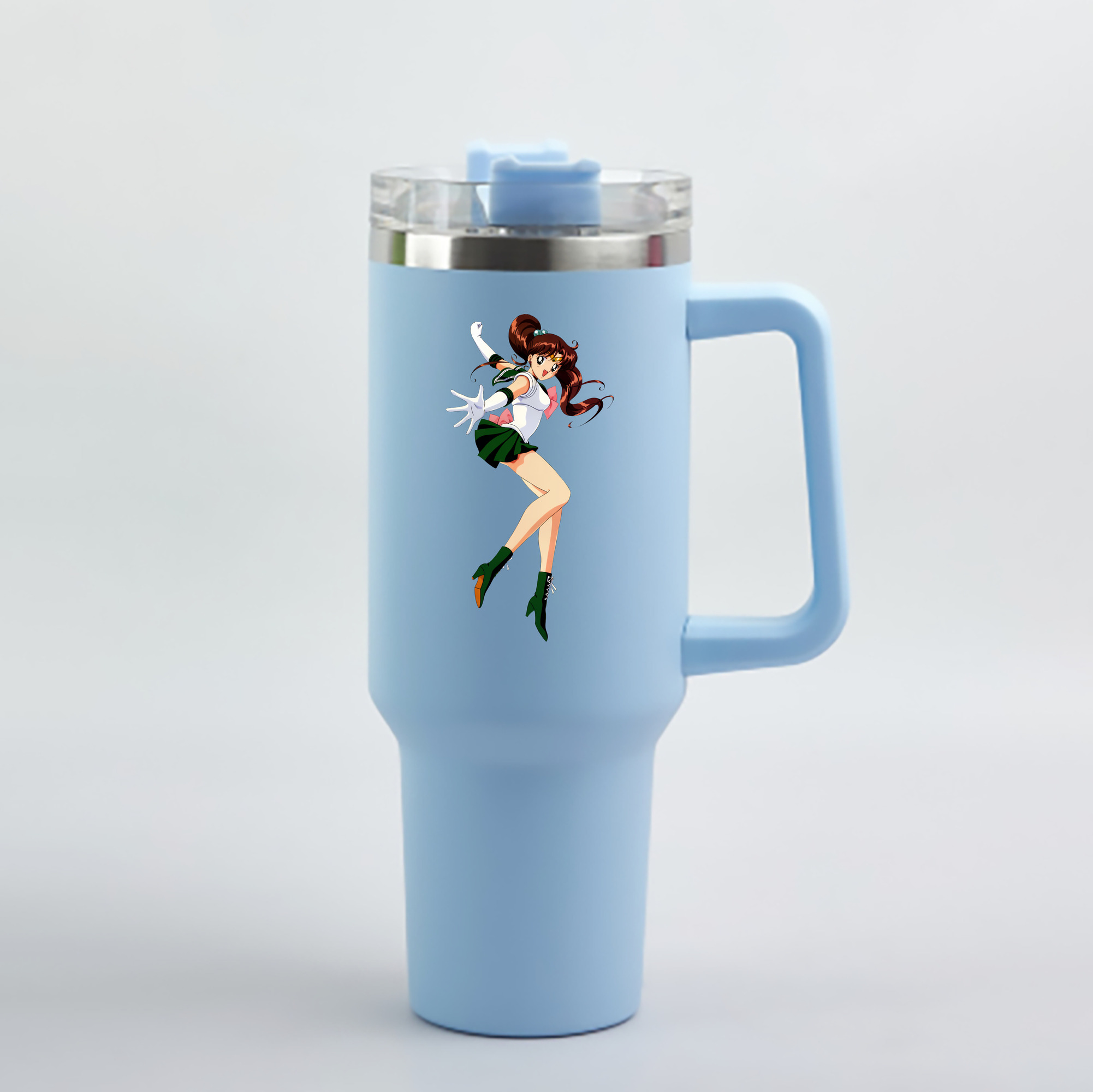 （画像用） 美少女戦士セーラームーン 木野 まこと きの まこと Sailor Moon Kino Makoto （セーラージュピター；Sailor Jupiter） 1200mL車用タンブラー - クリスタルステッカー（プラスチックストロー付き）