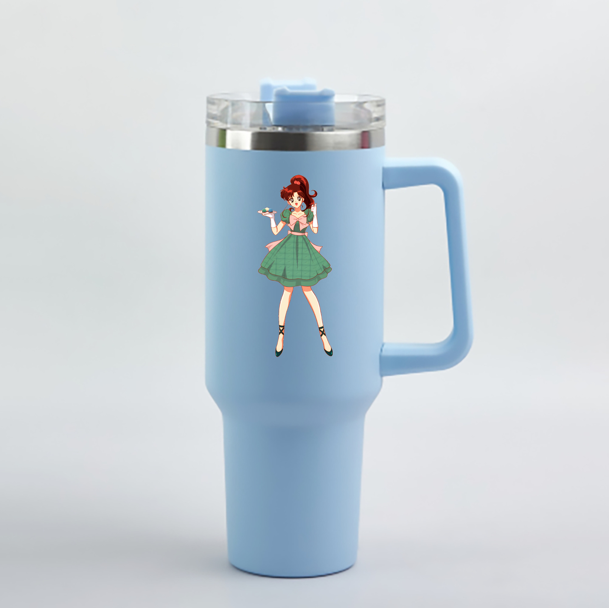 （画像用） 美少女戦士セーラームーン 木野 まこと きの まこと Sailor Moon Kino Makoto （セーラージュピター；Sailor Jupiter） 1200mL車用タンブラー - クリスタルステッカー（プラスチックストロー付き）