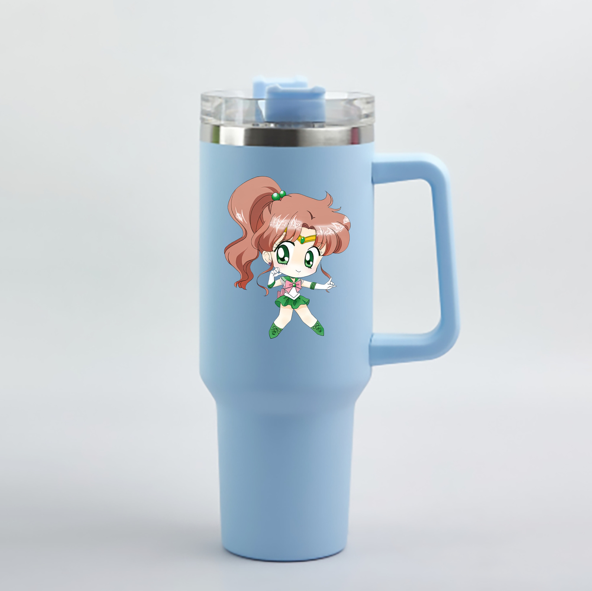 （画像用） 美少女戦士セーラームーン 木野 まこと きの まこと Sailor Moon Kino Makoto （セーラージュピター；Sailor Jupiter） 1200mL車用タンブラー - クリスタルステッカー（プラスチックストロー付き）