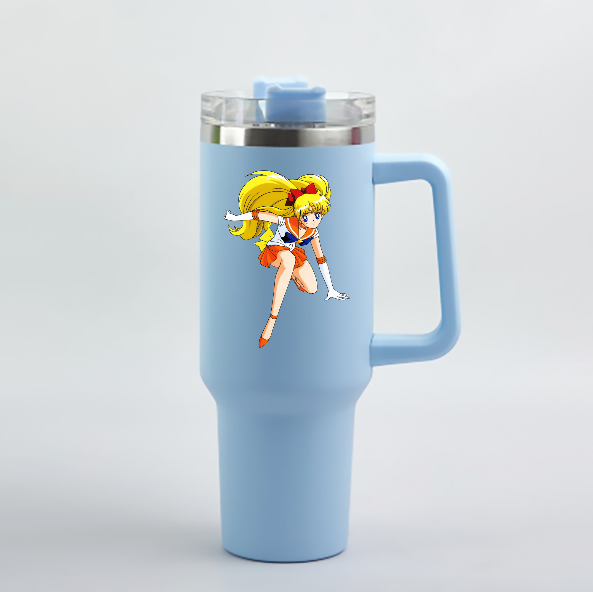 （画像用） 美少女戦士セーラームーン 愛野 美奈子 あいの みなこ Sailor Moon Aino Minako 1200mL車用タンブラー - クリスタルステッカー（プラスチックストロー付き）