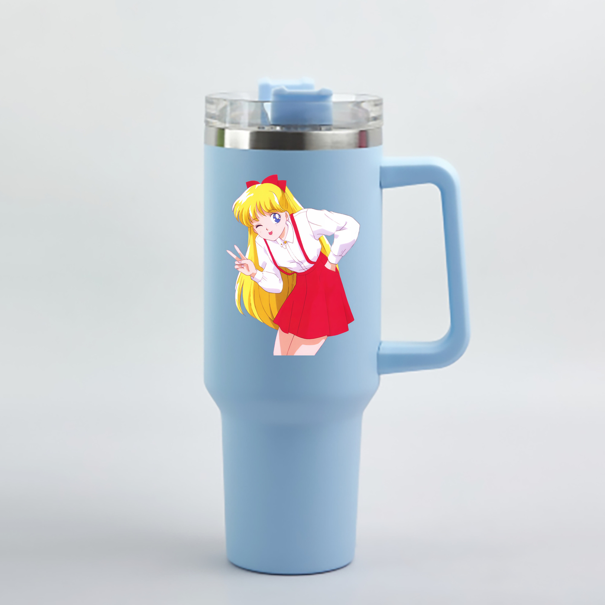 （画像用） 美少女戦士セーラームーン 愛野 美奈子 あいの みなこ Sailor Moon Aino Minako 1200mL車用タンブラー - クリスタルステッカー（プラスチックストロー付き）