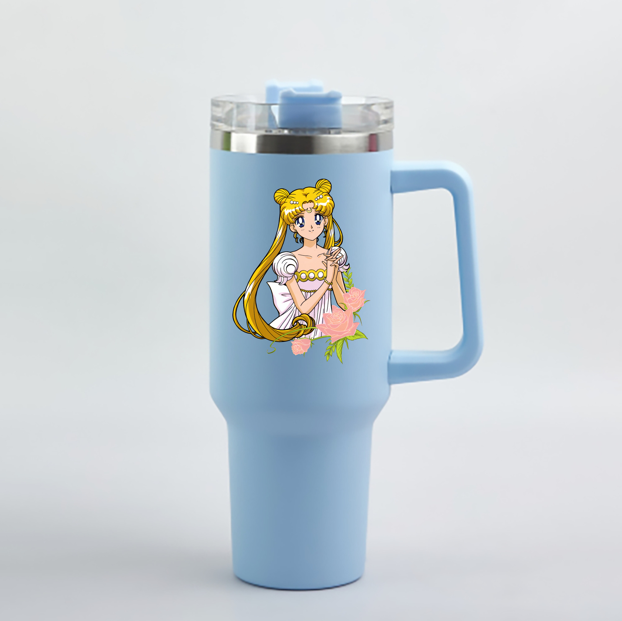 （画像用） 美少女戦士セーラームーン 愛野 美奈子 あいの みなこ Sailor Moon Aino Minako 1200mL車用タンブラー - クリスタルステッカー（プラスチックストロー付き）