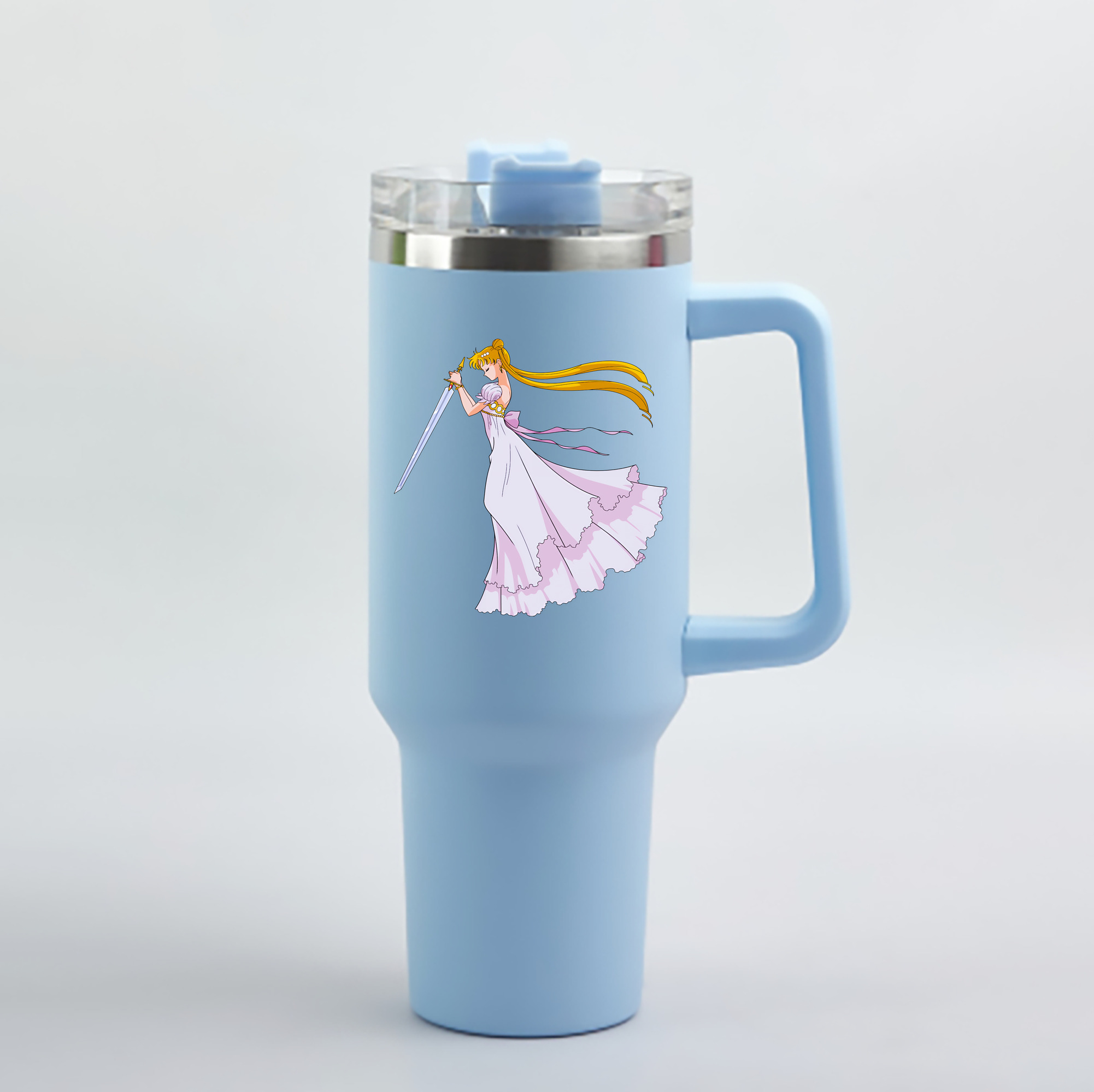 （画像用） 美少女戦士セーラームーン 愛野 美奈子 あいの みなこ Sailor Moon Aino Minako 1200mL車用タンブラー - クリスタルステッカー（プラスチックストロー付き）