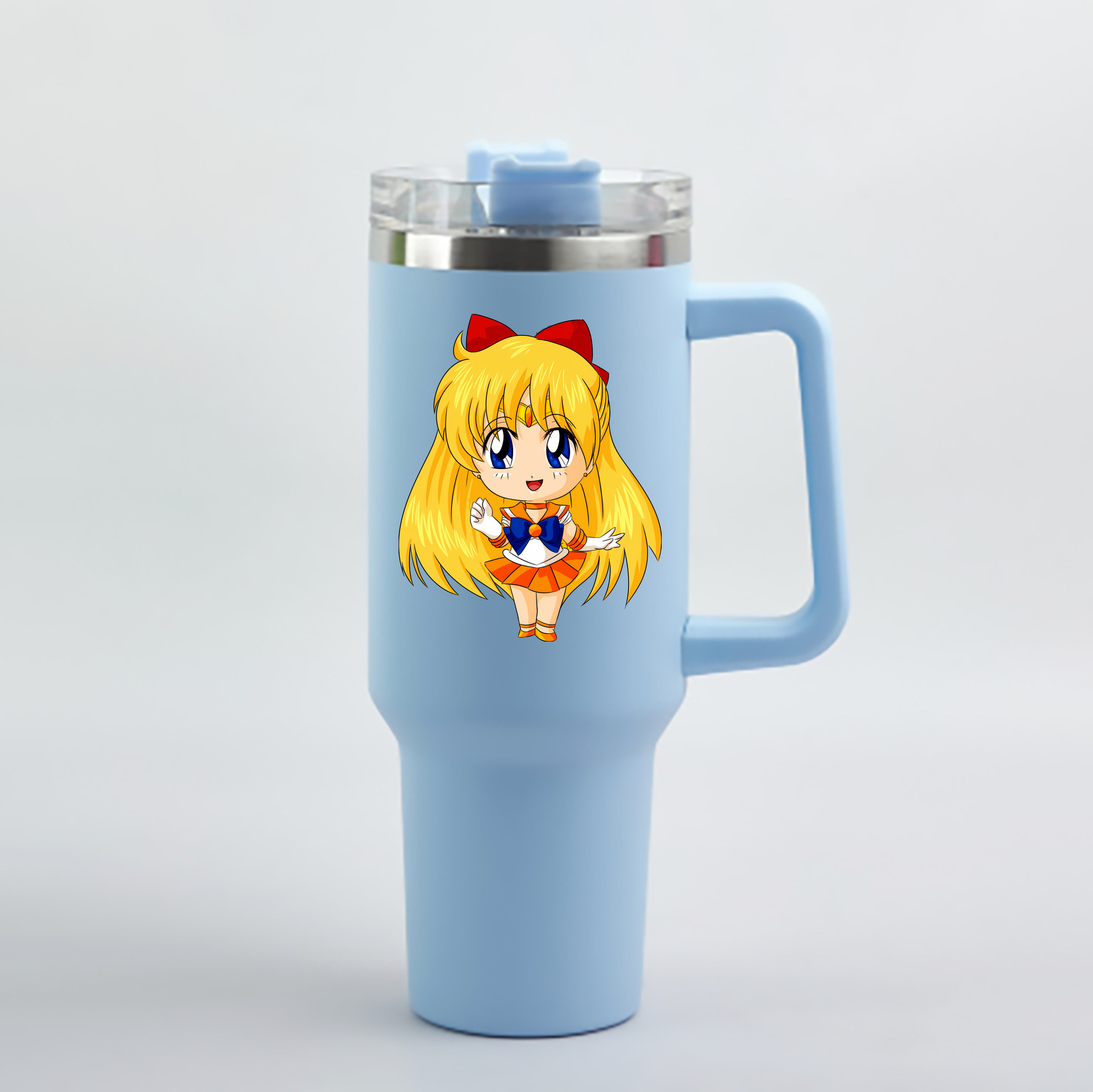 （画像用） 美少女戦士セーラームーン 愛野 美奈子 あいの みなこ Sailor Moon Aino Minako 1200mL車用タンブラー - クリスタルステッカー（プラスチックストロー付き）