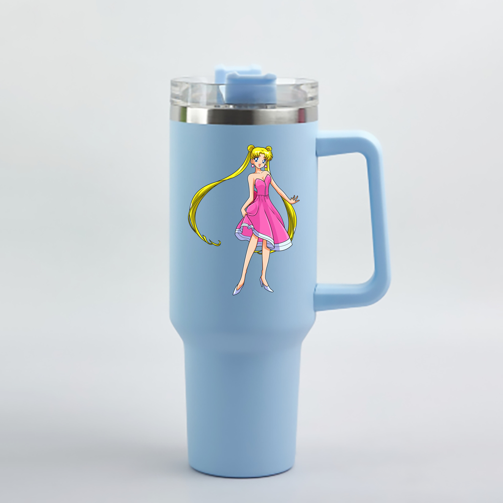 （画像用） 美少女戦士セーラームーン 愛野 美奈子 あいの みなこ Sailor Moon Aino Minako 1200mL車用タンブラー - クリスタルステッカー（プラスチックストロー付き）