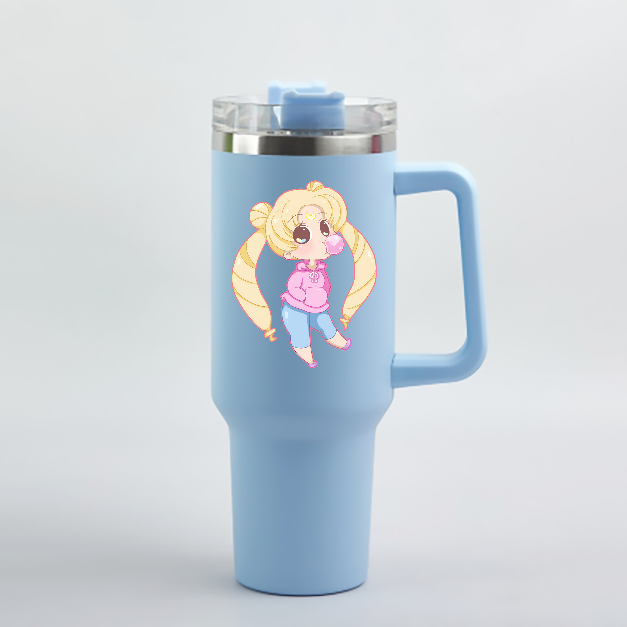 （画像用） 美少女戦士セーラームーン 愛野 美奈子 あいの みなこ Sailor Moon Aino Minako 1200mL車用タンブラー - クリスタルステッカー（プラスチックストロー付き）