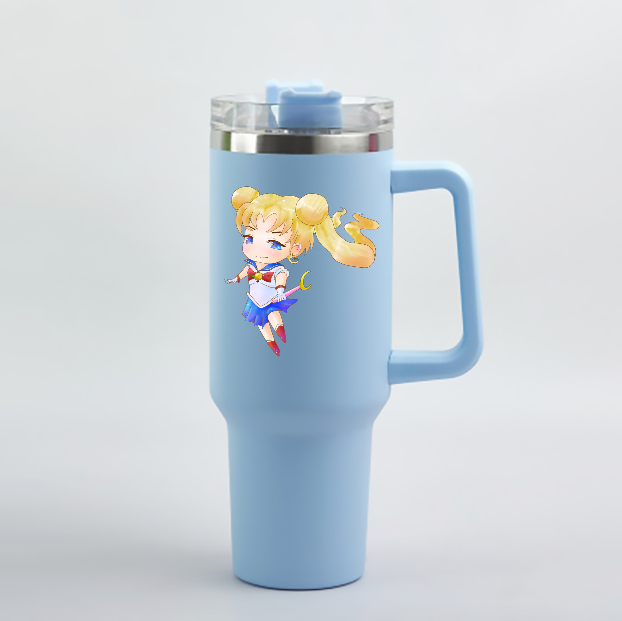 （画像用） 美少女戦士セーラームーン 愛野 美奈子 あいの みなこ Sailor Moon Aino Minako 1200mL車用タンブラー - クリスタルステッカー（プラスチックストロー付き）