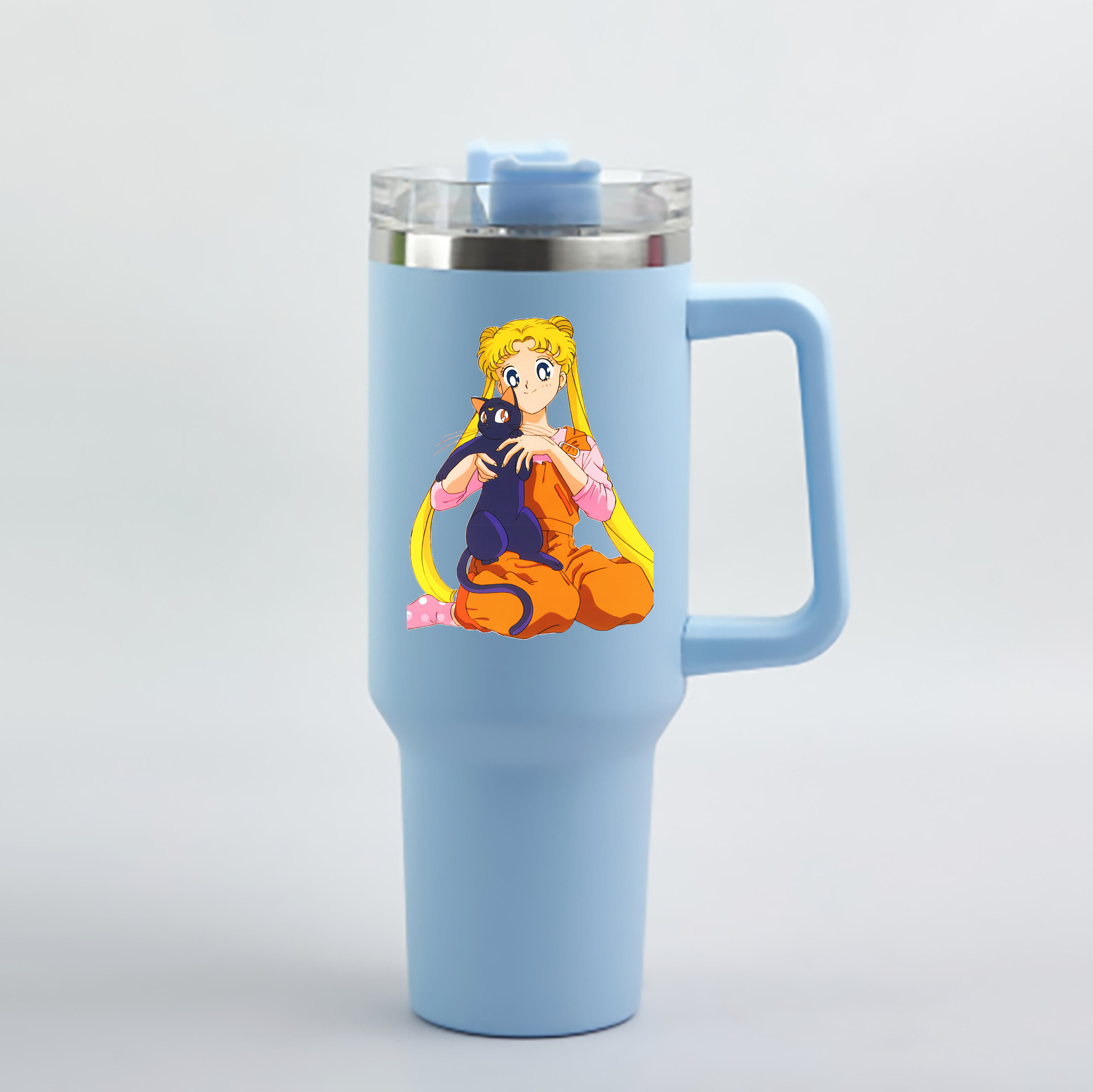 （画像用） 美少女戦士セーラームーン 愛野 美奈子 あいの みなこ Sailor Moon Aino Minako 1200mL車用タンブラー - クリスタルステッカー（プラスチックストロー付き）