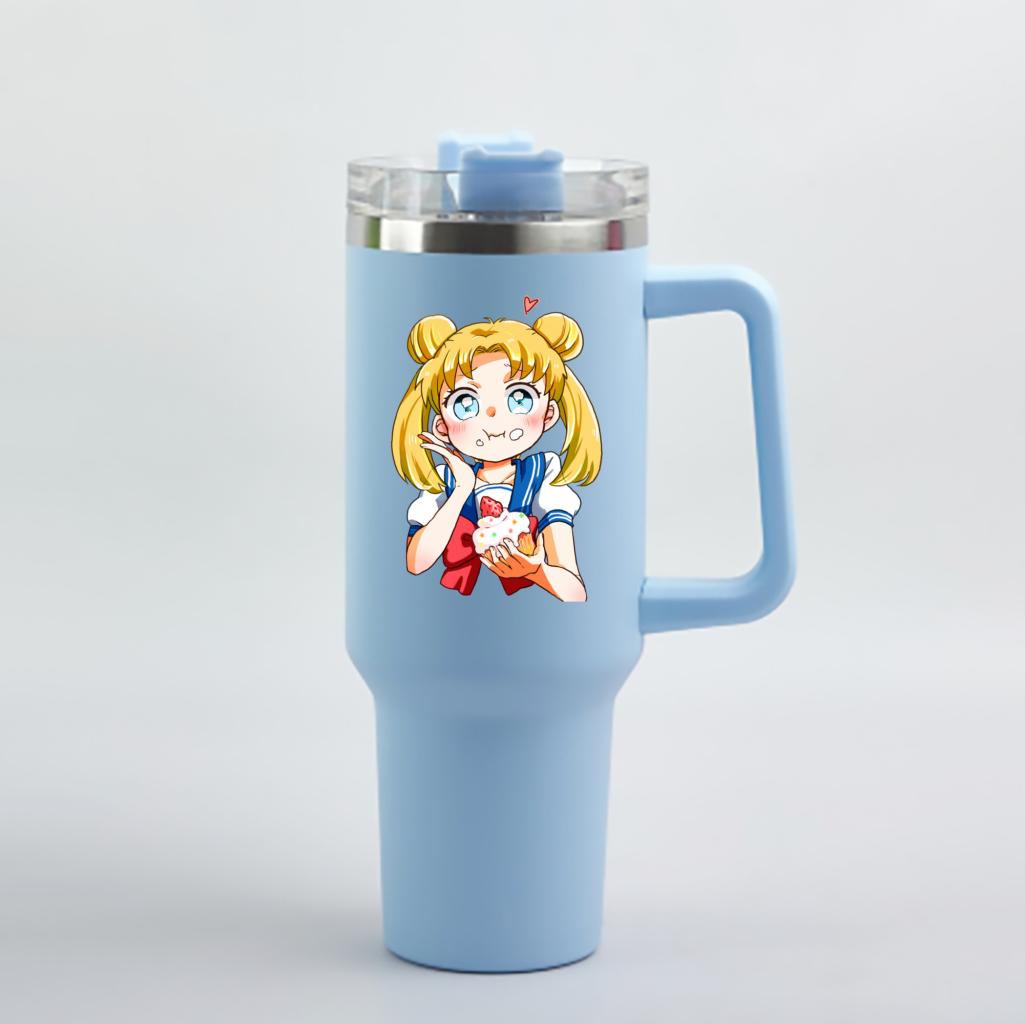 （画像用） 美少女戦士セーラームーン 愛野 美奈子 あいの みなこ Sailor Moon Aino Minako 1200mL車用タンブラー - クリスタルステッカー（プラスチックストロー付き）