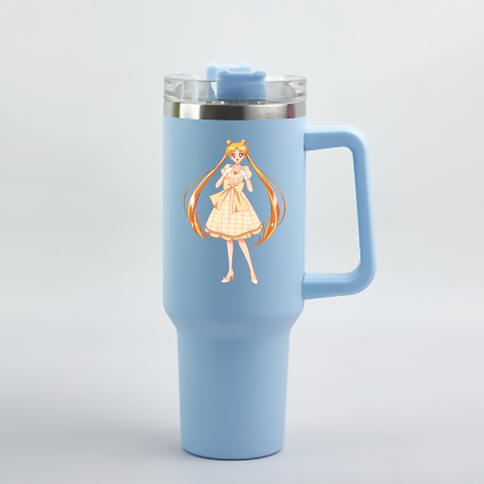 （画像用） 美少女戦士セーラームーン 愛野 美奈子 あいの みなこ Sailor Moon Aino Minako 1200mL車用タンブラー - クリスタルステッカー（プラスチックストロー付き）