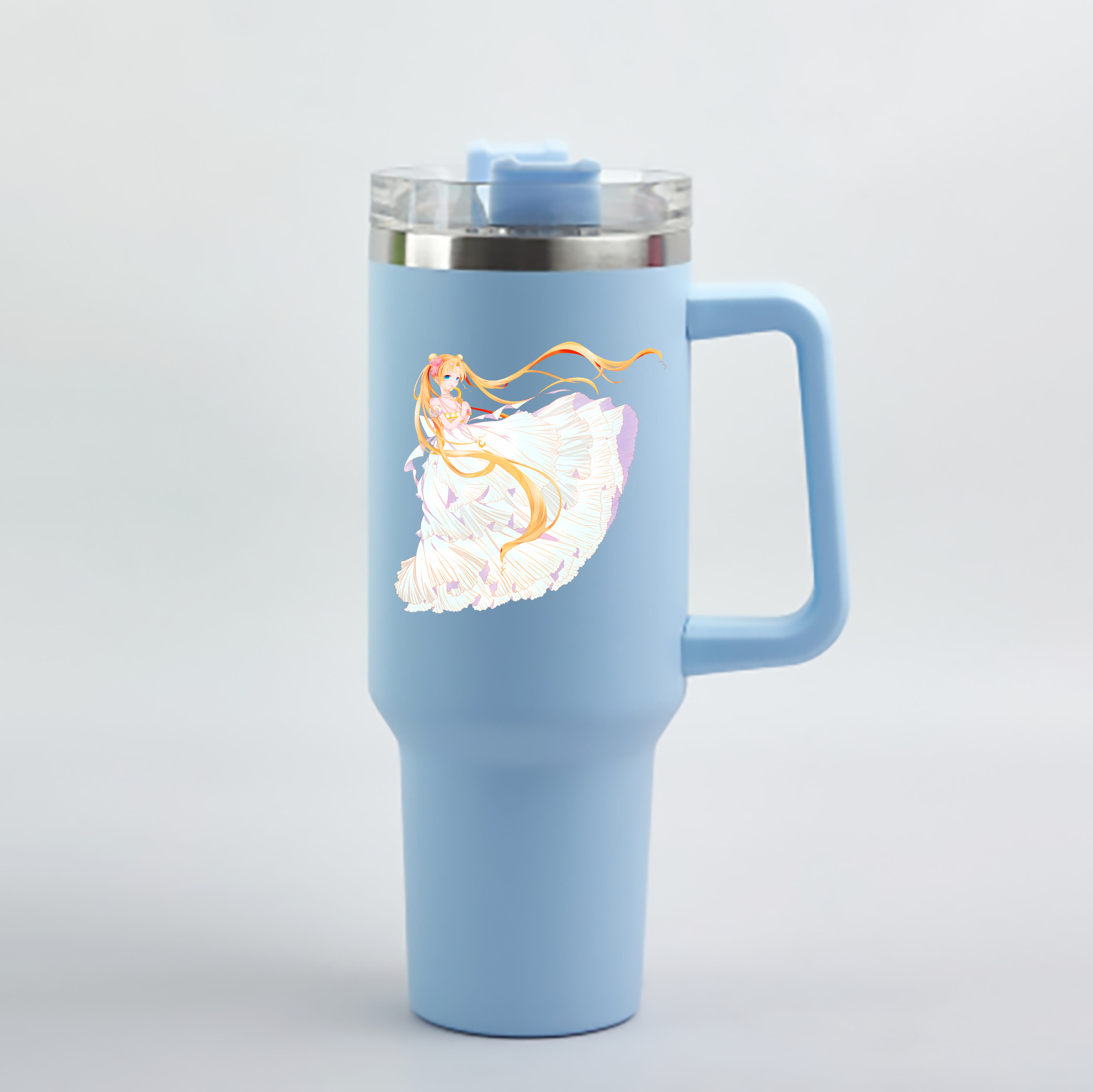 （画像用） 美少女戦士セーラームーン 愛野 美奈子 あいの みなこ Sailor Moon Aino Minako 1200mL車用タンブラー - クリスタルステッカー（プラスチックストロー付き）