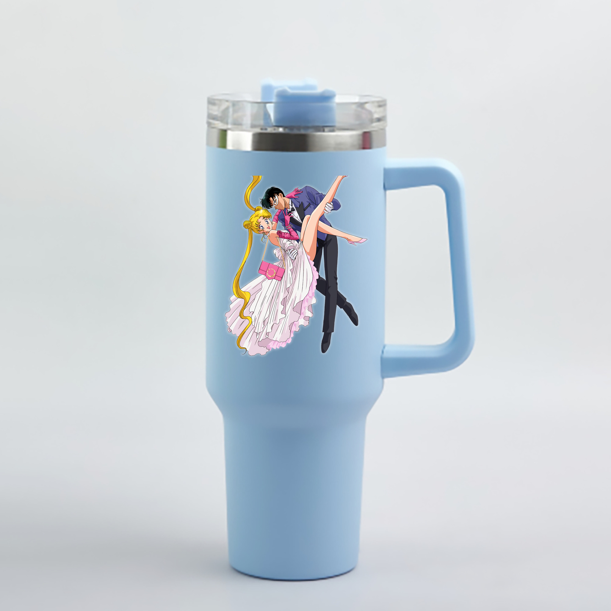 （画像用） 美少女戦士セーラームーン 愛野 美奈子 あいの みなこ Sailor Moon Aino Minako 1200mL車用タンブラー - クリスタルステッカー（プラスチックストロー付き）