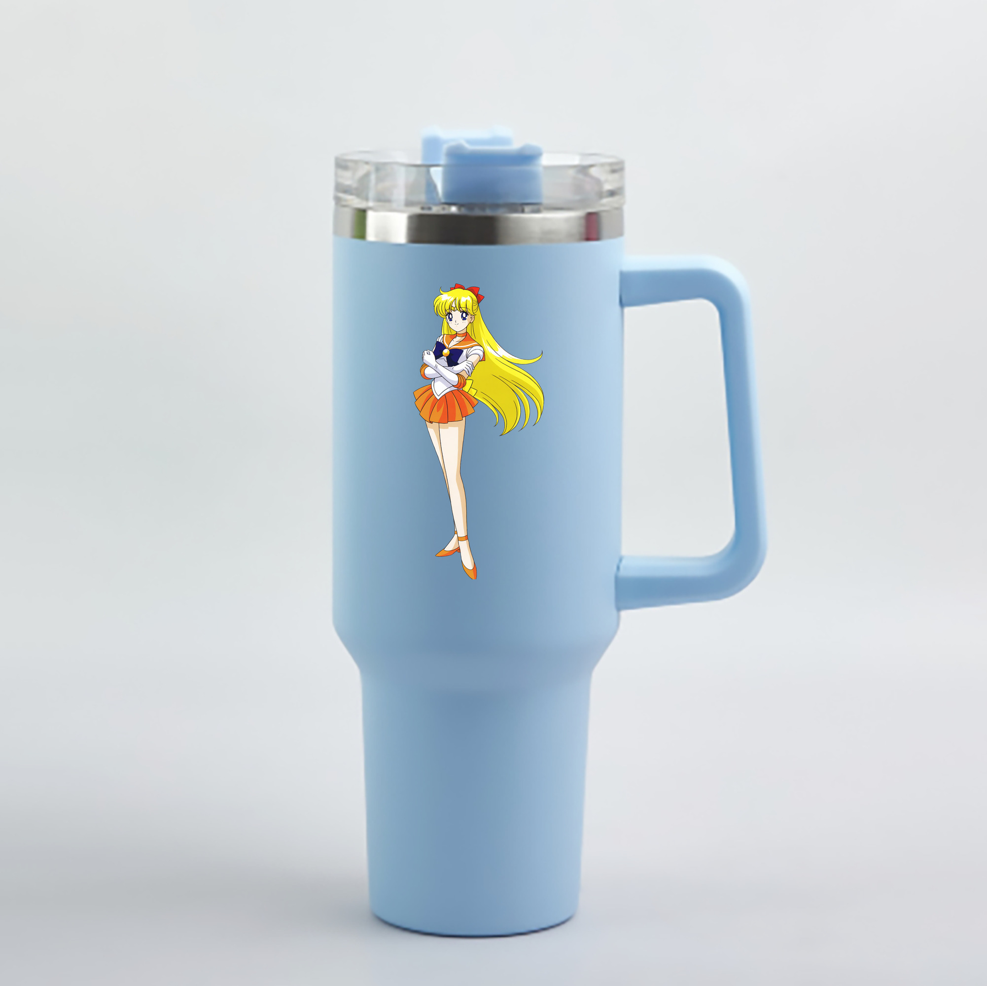 （画像用） 美少女戦士セーラームーン 愛野 美奈子 あいの みなこ Sailor Moon Aino Minako 1200mL車用タンブラー - クリスタルステッカー（プラスチックストロー付き）