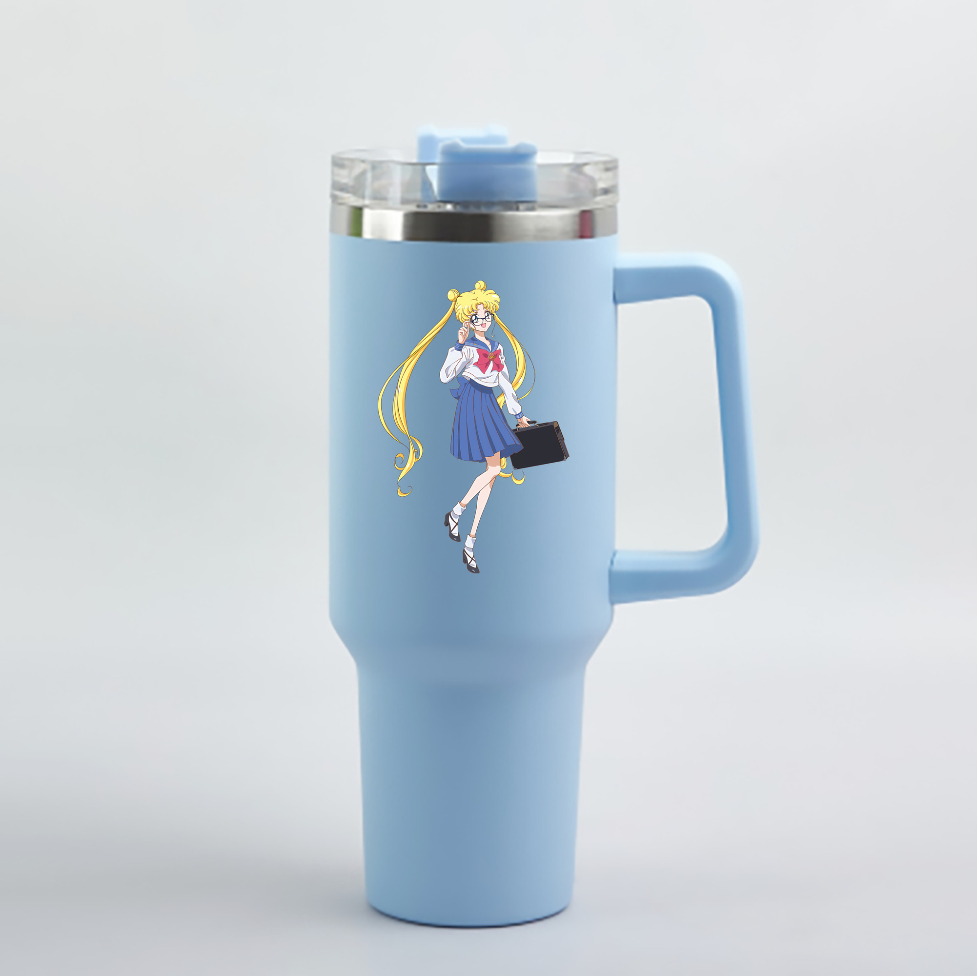 （画像用） 美少女戦士セーラームーン 愛野 美奈子 あいの みなこ Sailor Moon Aino Minako 1200mL車用タンブラー - クリスタルステッカー（プラスチックストロー付き）
