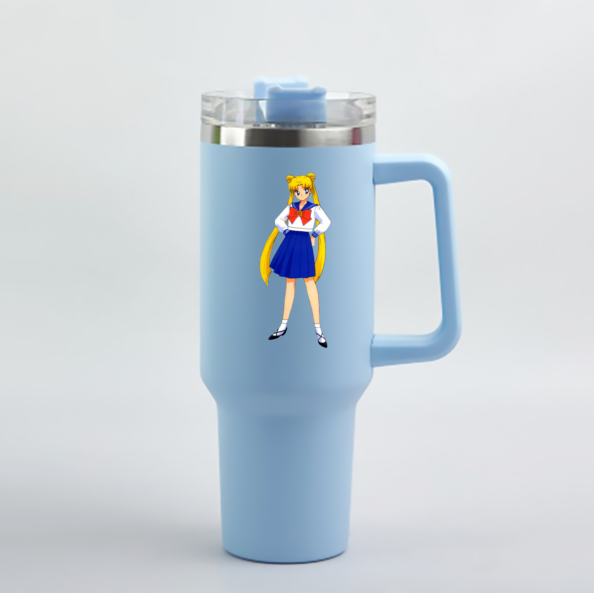 （画像用） 美少女戦士セーラームーン 愛野 美奈子 あいの みなこ Sailor Moon Aino Minako 1200mL車用タンブラー - クリスタルステッカー（プラスチックストロー付き）