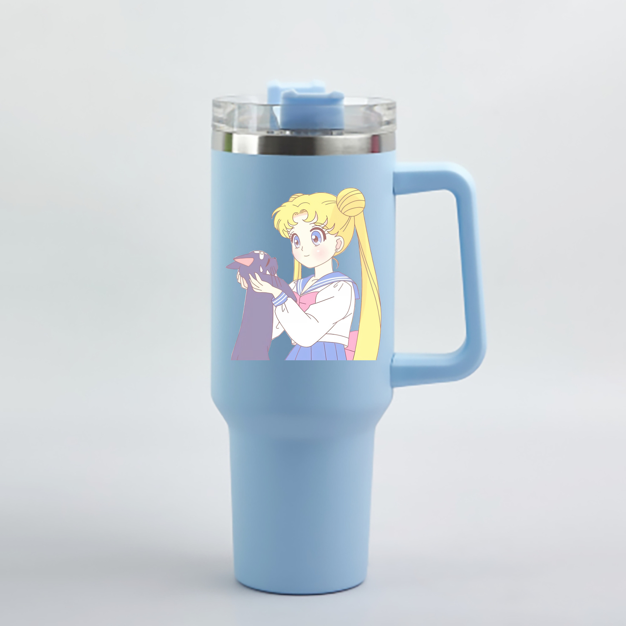 （画像用） 美少女戦士セーラームーン 愛野 美奈子 あいの みなこ Sailor Moon Aino Minako 1200mL車用タンブラー - クリスタルステッカー（プラスチックストロー付き）
