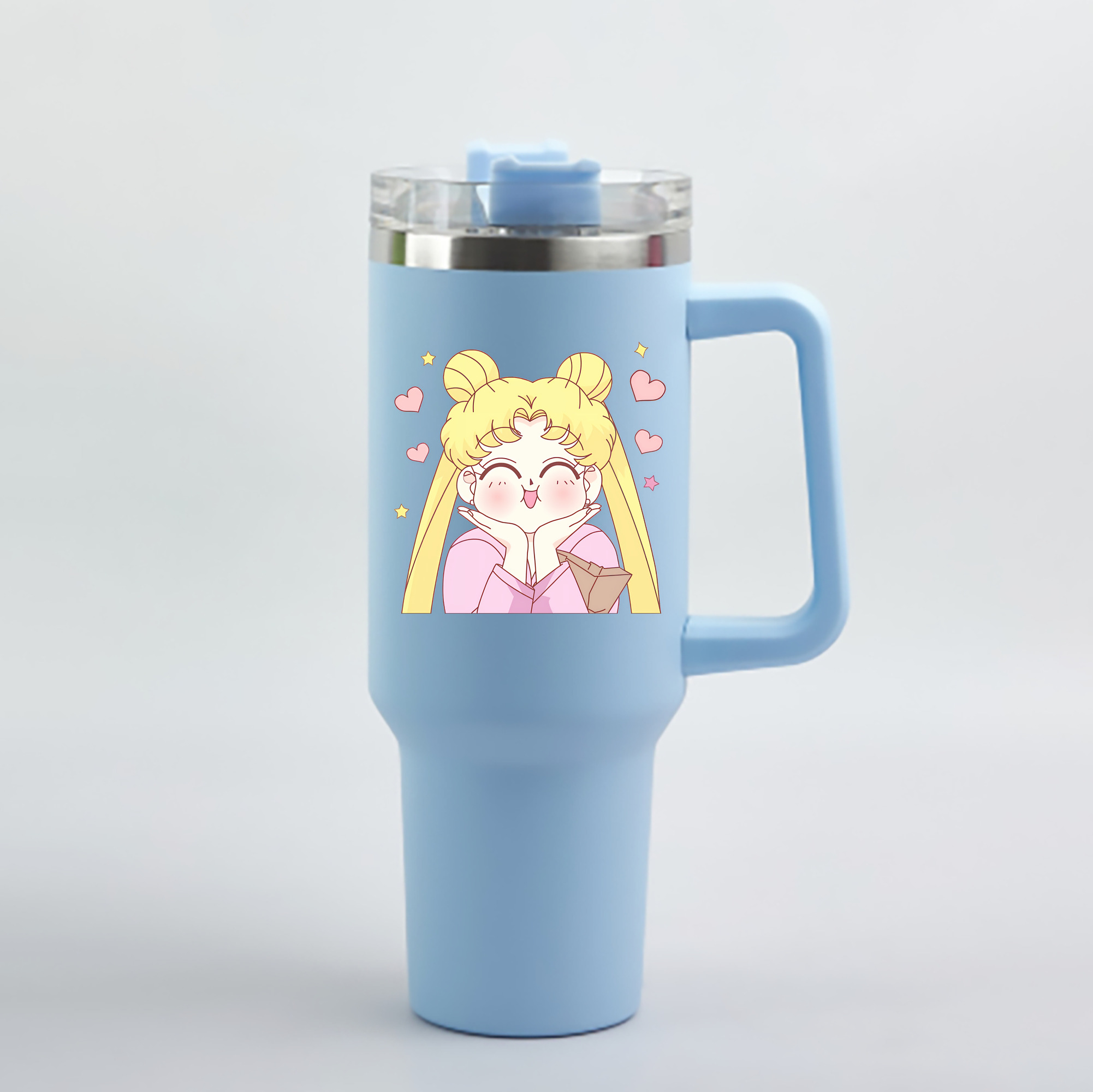 （画像用） 美少女戦士セーラームーン 愛野 美奈子 あいの みなこ Sailor Moon Aino Minako 1200mL車用タンブラー - クリスタルステッカー（プラスチックストロー付き）