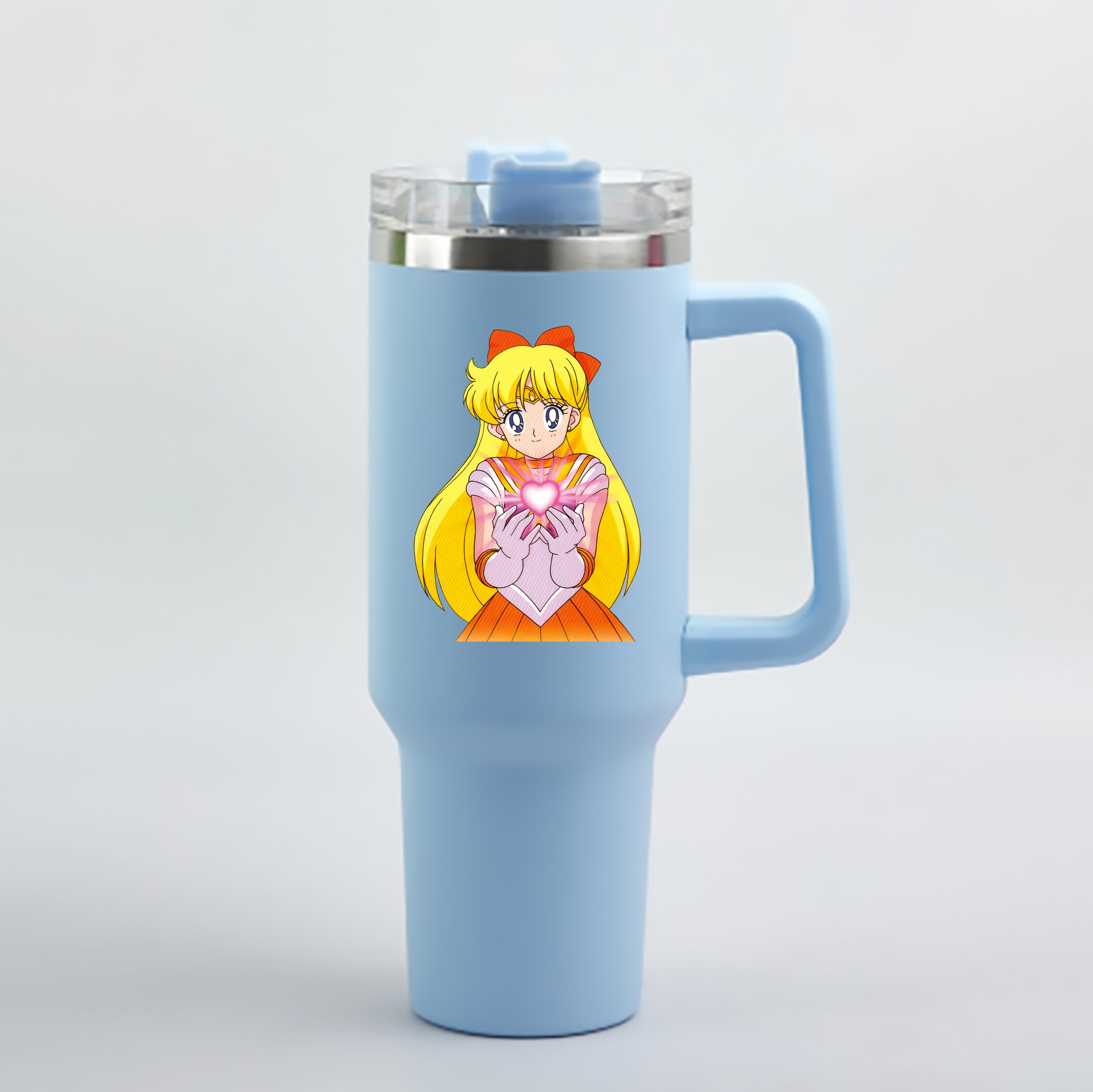 （画像用） 美少女戦士セーラームーン 愛野 美奈子 あいの みなこ Sailor Moon Aino Minako 1200mL車用タンブラー - クリスタルステッカー（プラスチックストロー付き）