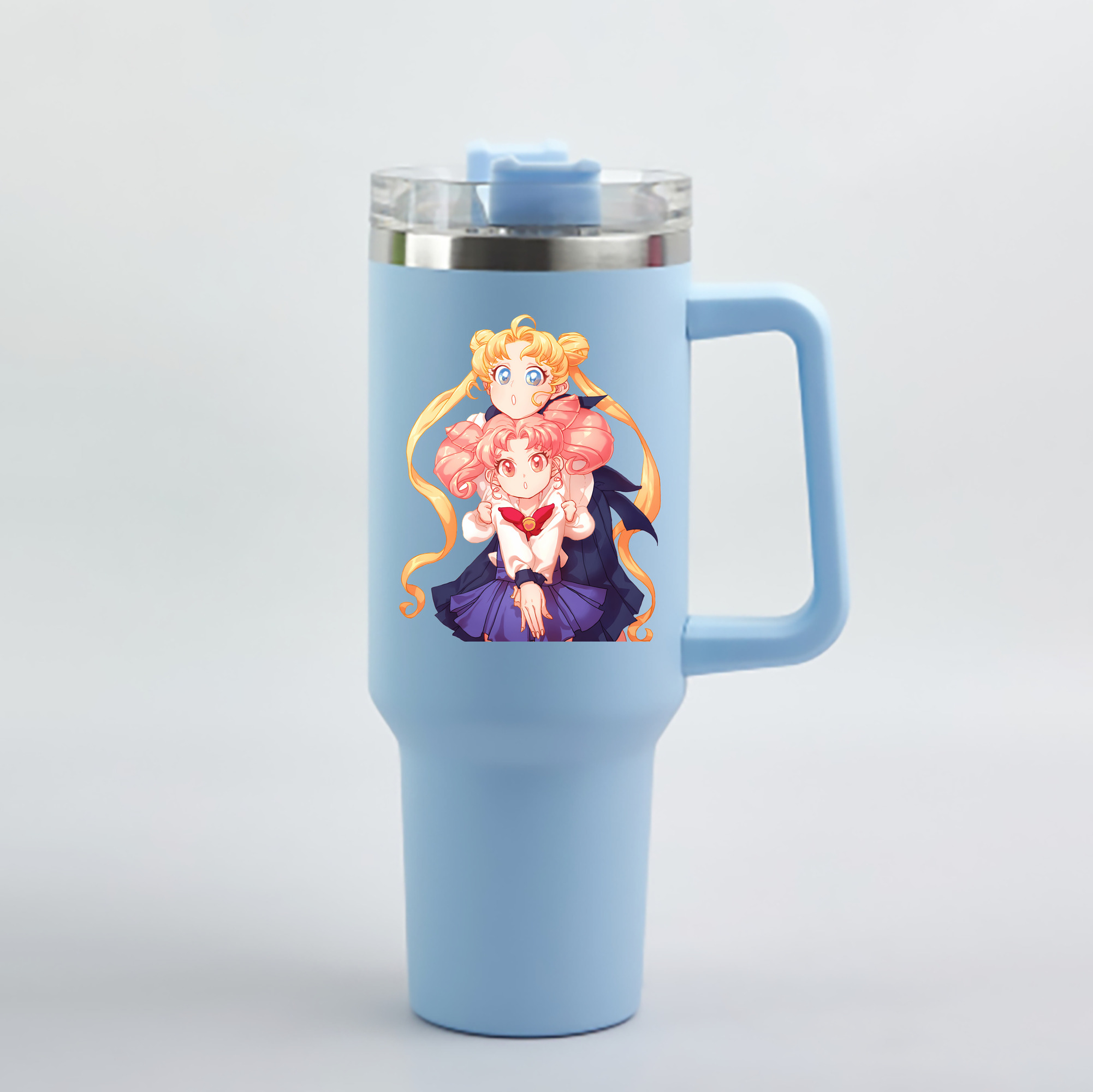（画像用） 美少女戦士セーラームーン 愛野 美奈子 あいの みなこ Sailor Moon Aino Minako 1200mL車用タンブラー - クリスタルステッカー（プラスチックストロー付き）