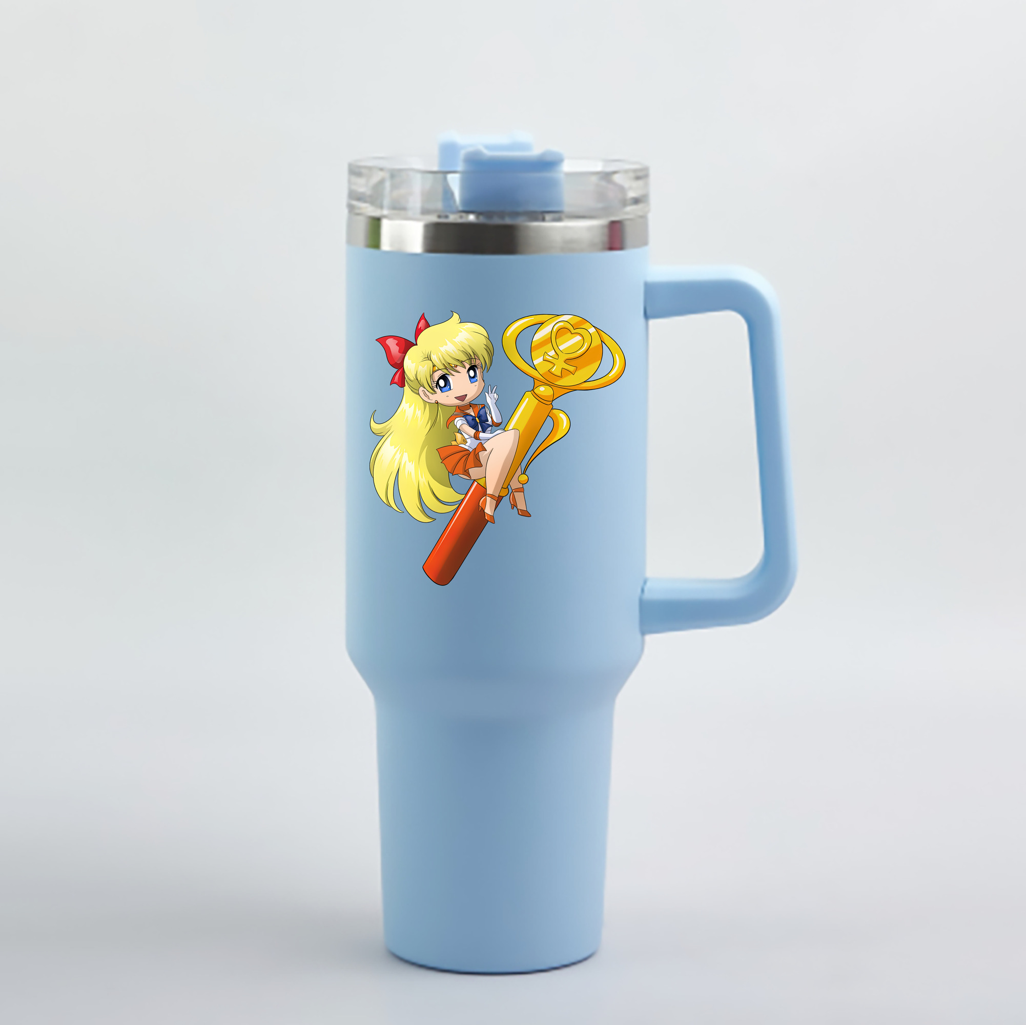 （画像用） 美少女戦士セーラームーン 愛野 美奈子 あいの みなこ Sailor Moon Aino Minako 1200mL車用タンブラー - クリスタルステッカー（プラスチックストロー付き）