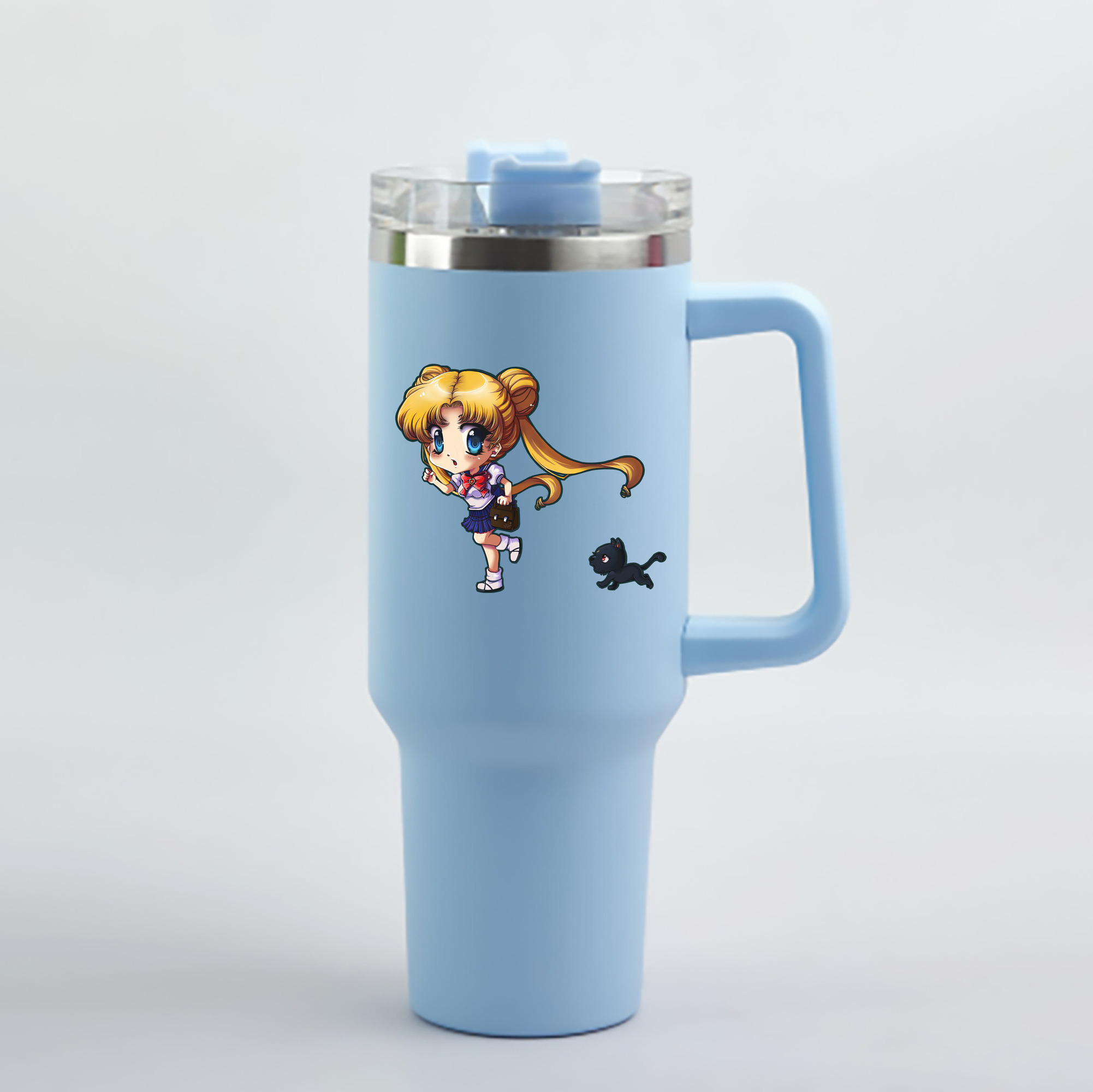 （画像用） 美少女戦士セーラームーン 愛野 美奈子 あいの みなこ Sailor Moon Aino Minako 1200mL車用タンブラー - クリスタルステッカー（プラスチックストロー付き）