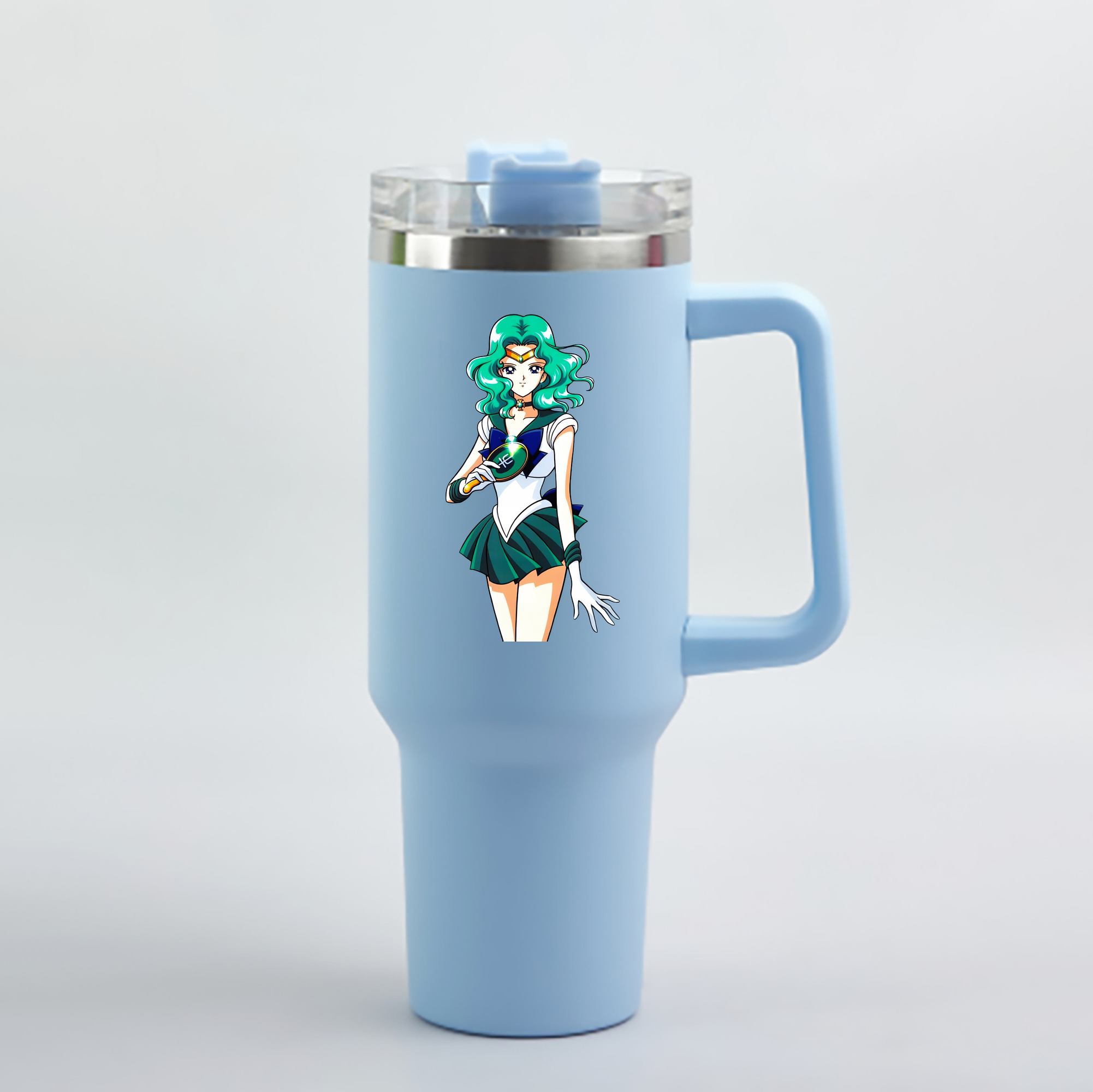 （画像用） 美少女戦士セーラームーン 海王 みちる（かいおう みちる） Sailor Moon Kaiou Michiru 1200mL車用タンブラー - クリスタルステッカー（プラスチックストロー付き）