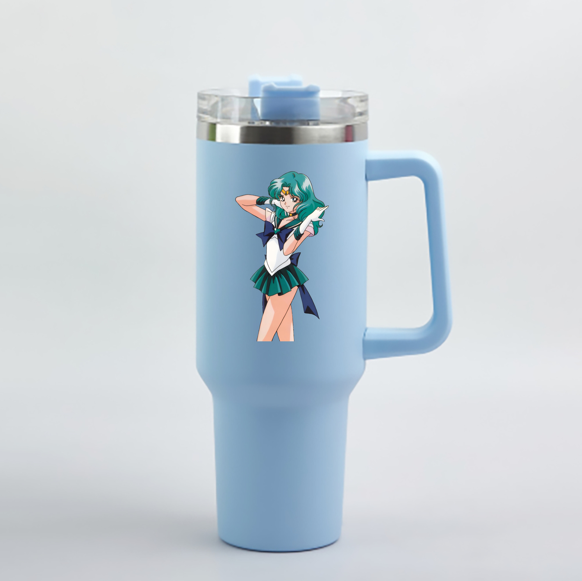 （画像用） 美少女戦士セーラームーン 海王 みちる（かいおう みちる） Sailor Moon Kaiou Michiru 1200mL車用タンブラー - クリスタルステッカー（プラスチックストロー付き）