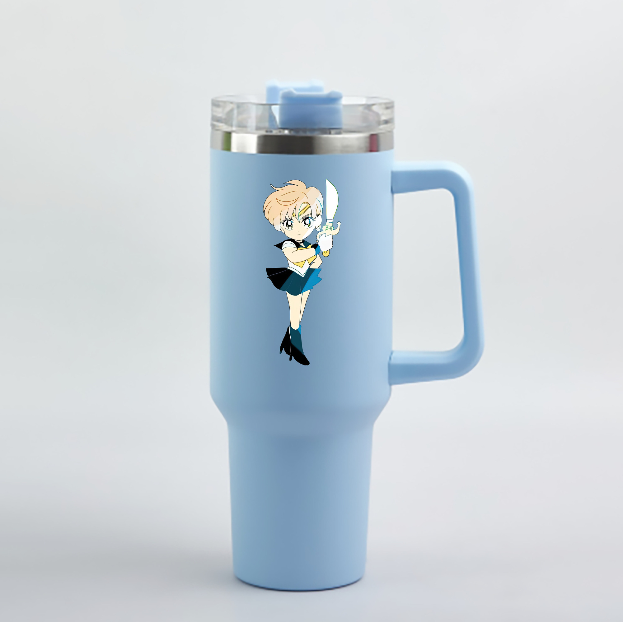（画像用） 美少女戦士セーラームーン 天王はるか Sailor Moon Tenoh Haruka 1200mL車用タンブラー - クリスタルステッカー（プラスチックストロー付き）