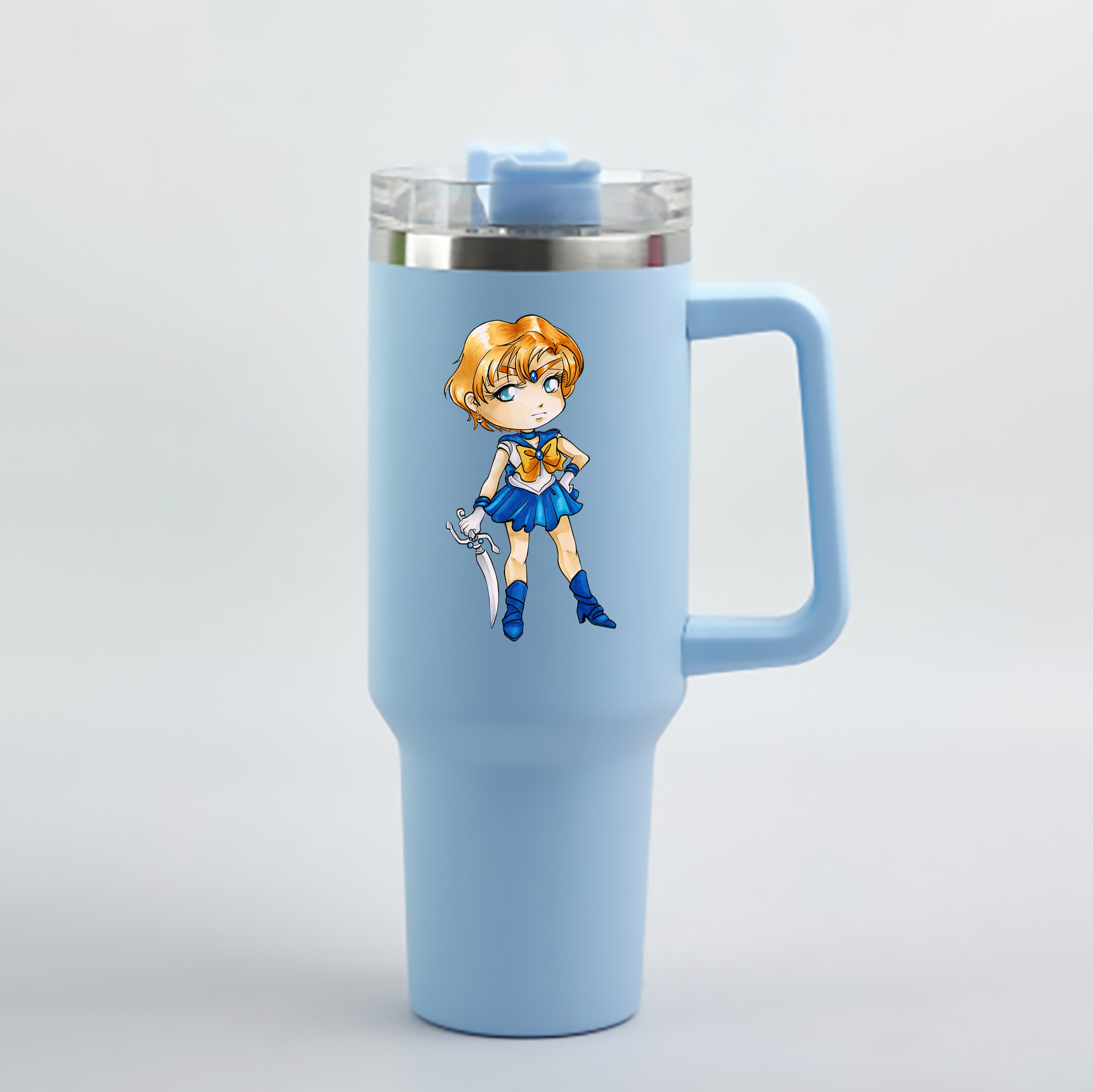 （画像用） 美少女戦士セーラームーン 天王はるか Sailor Moon Tenoh Haruka 1200mL車用タンブラー - クリスタルステッカー（プラスチックストロー付き）