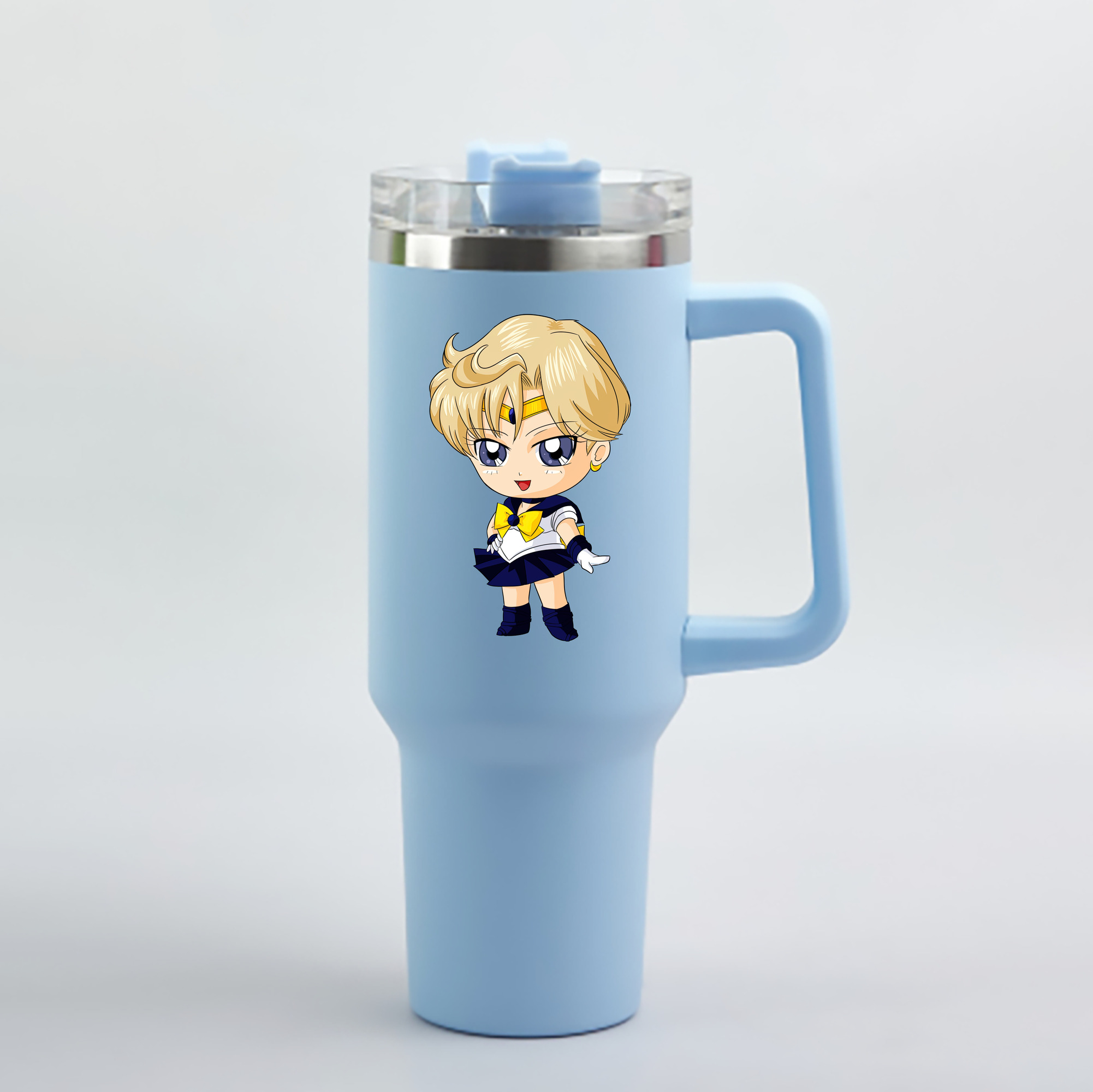 （画像用） 美少女戦士セーラームーン 天王はるか Sailor Moon Tenoh Haruka 1200mL車用タンブラー - クリスタルステッカー（プラスチックストロー付き）