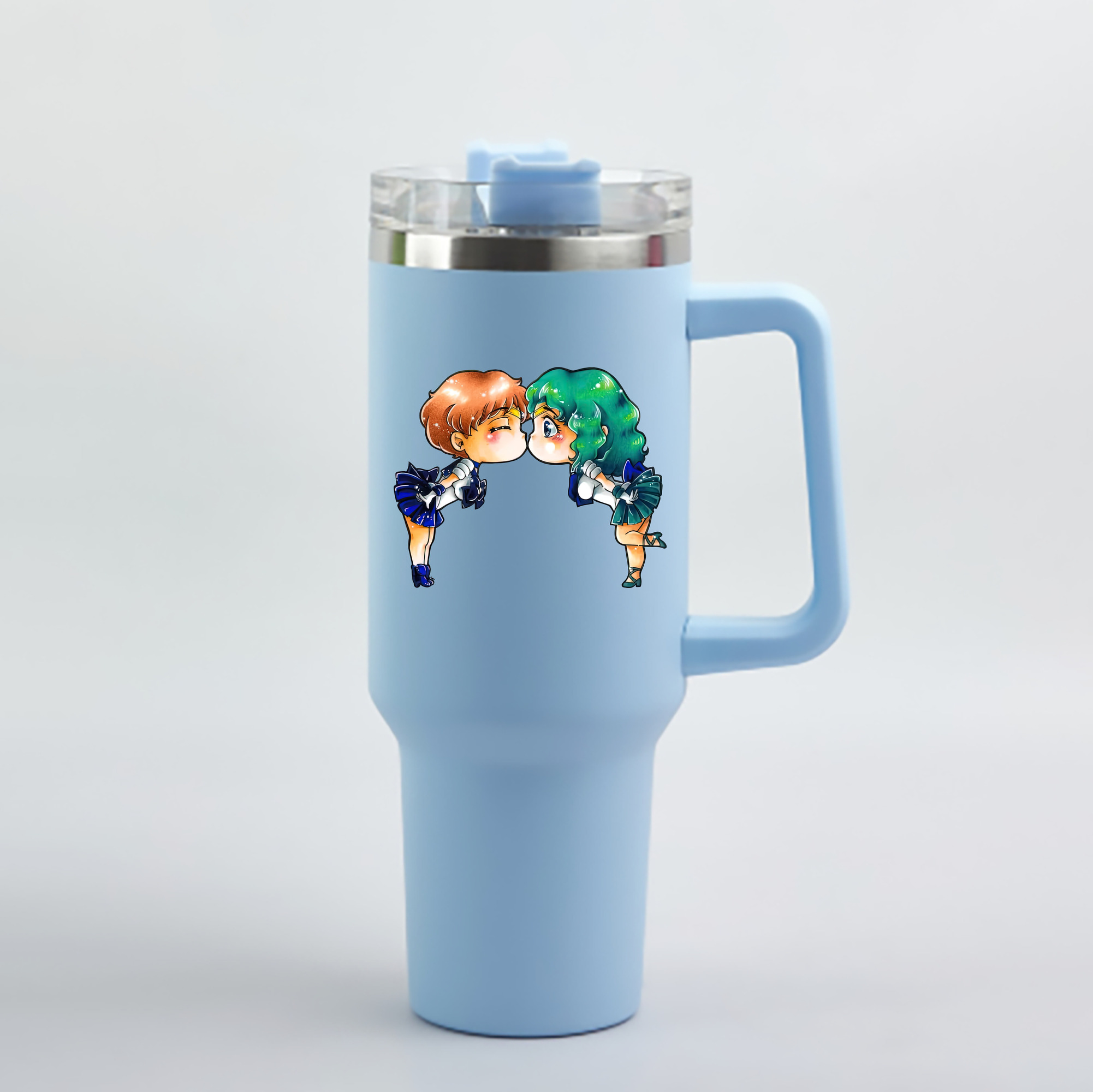 （画像用） 美少女戦士セーラームーン 天王はるか Sailor Moon Tenoh Haruka 1200mL車用タンブラー - クリスタルステッカー（プラスチックストロー付き）