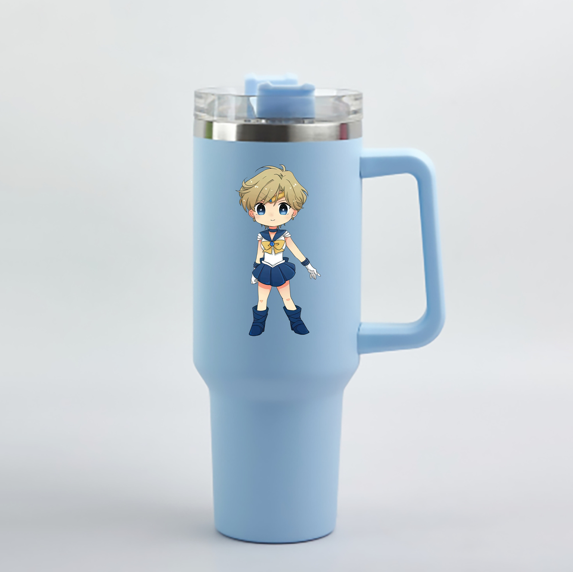 （画像用） 美少女戦士セーラームーン 天王はるか Sailor Moon Tenoh Haruka 1200mL車用タンブラー - クリスタルステッカー（プラスチックストロー付き）