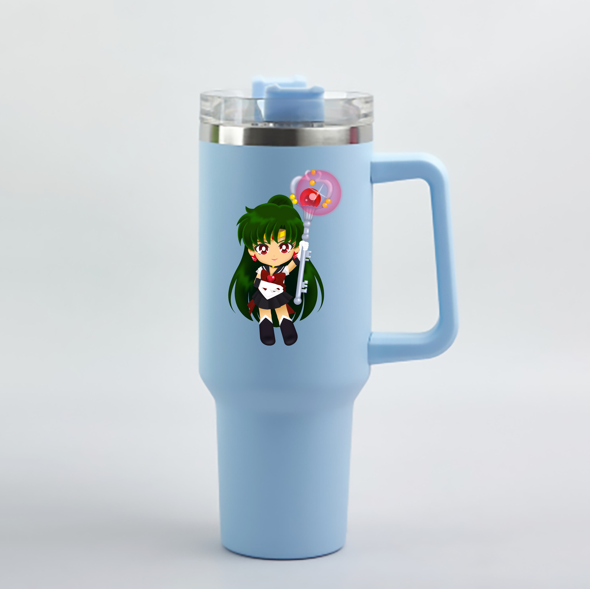 （画像用） 美少女戦士セーラームーン 冥王せつな Sailor Moon Meiou Setsuna 1200mL車用タンブラー - クリスタルステッカー（プラスチックストロー付き）