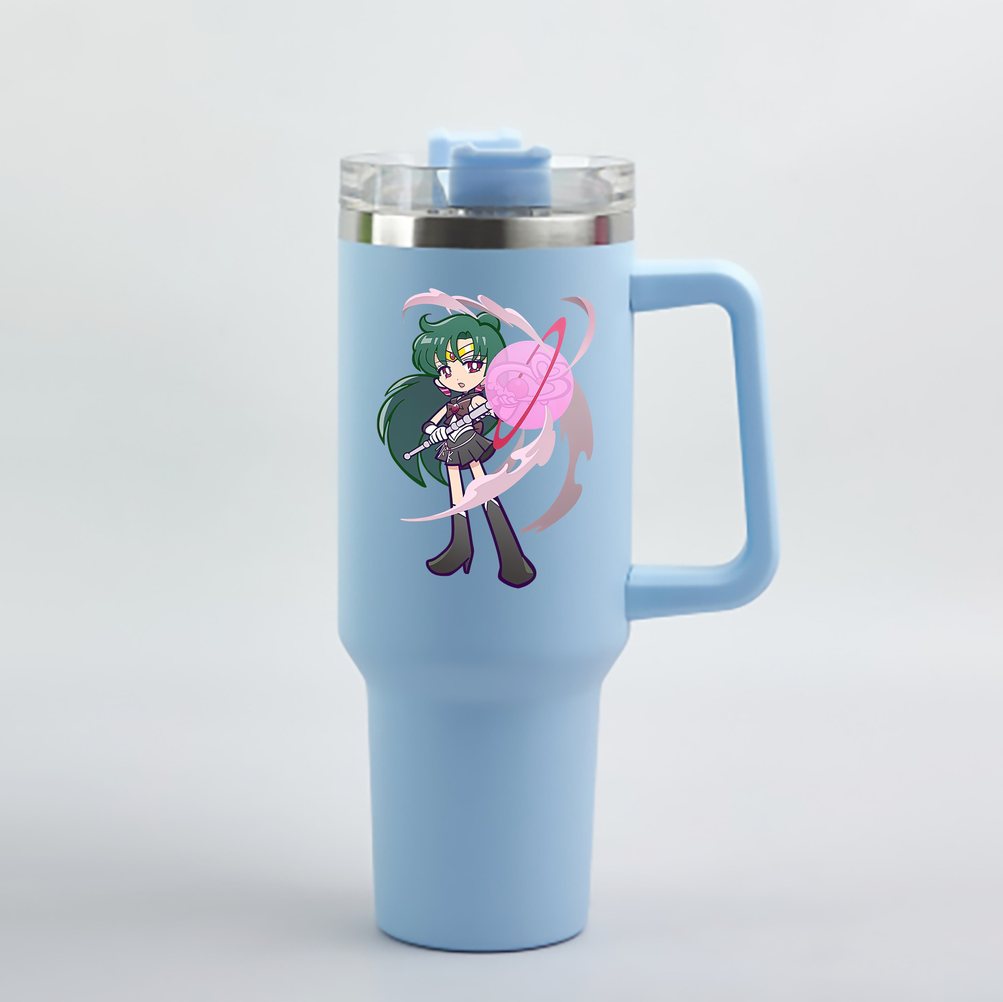 （画像用） 美少女戦士セーラームーン 冥王せつな Sailor Moon Meiou Setsuna 1200mL車用タンブラー - クリスタルステッカー（プラスチックストロー付き）