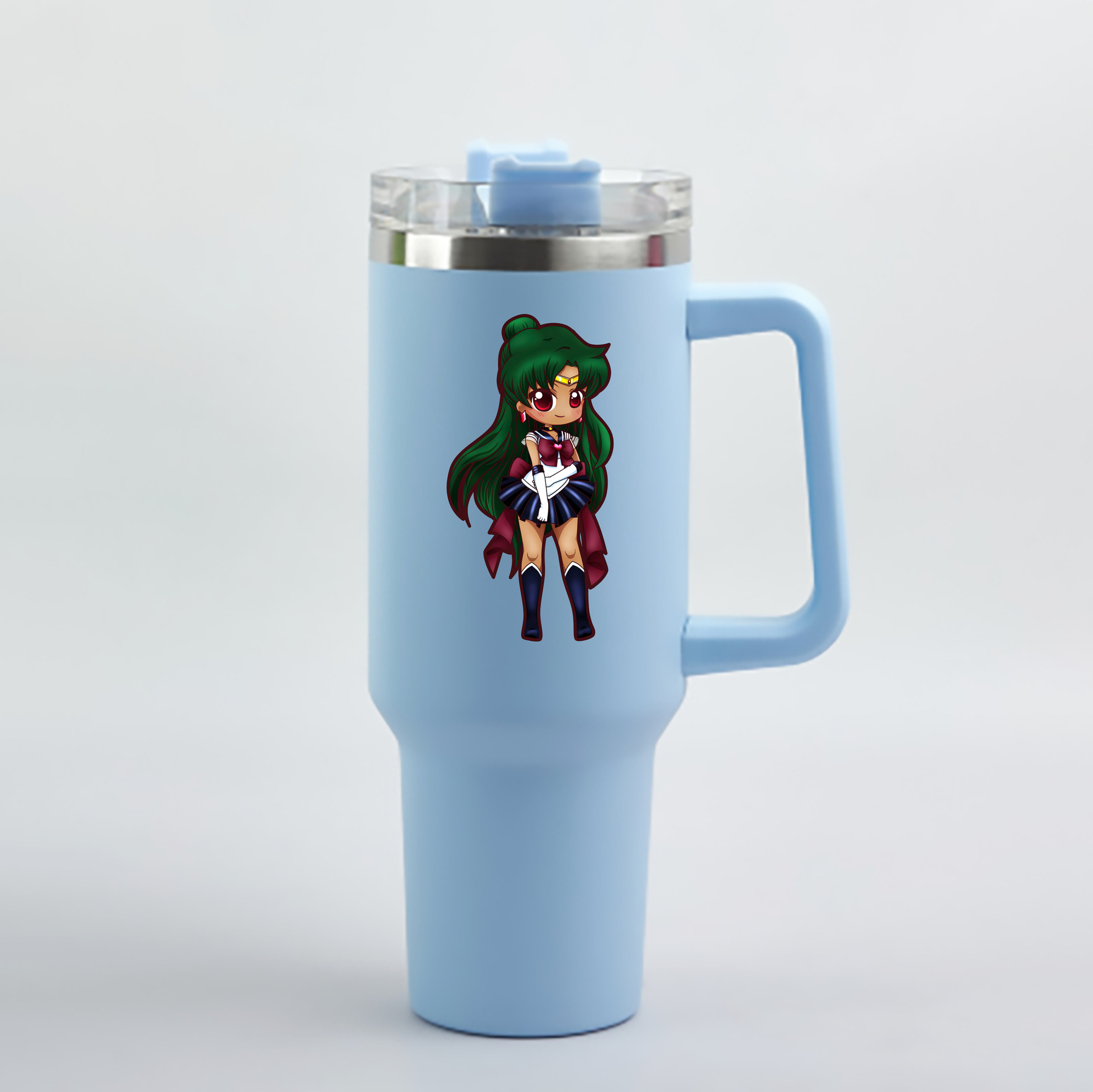 （画像用） 美少女戦士セーラームーン 冥王せつな Sailor Moon Meiou Setsuna 1200mL車用タンブラー - クリスタルステッカー（プラスチックストロー付き）