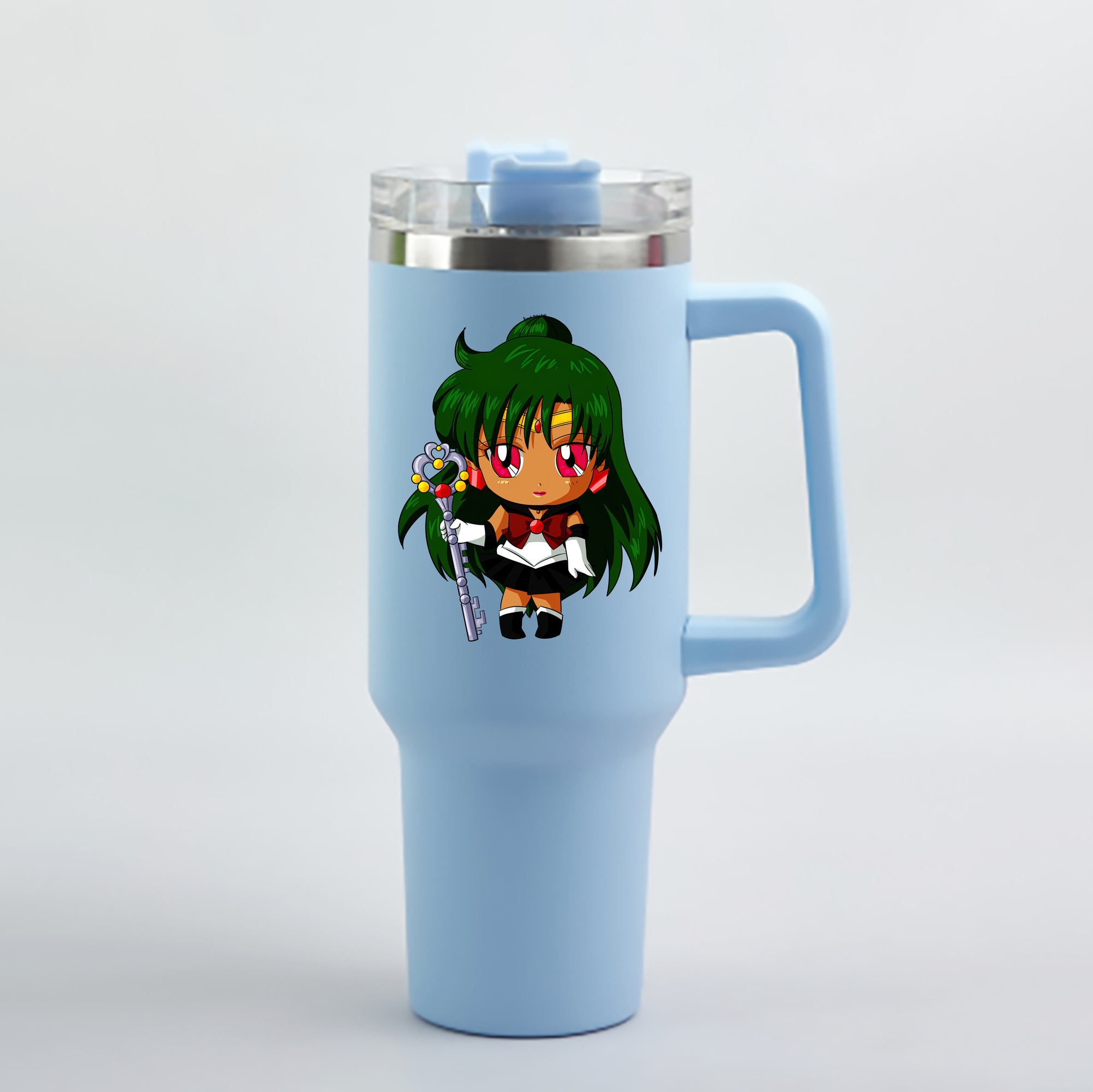 （画像用） 美少女戦士セーラームーン 冥王せつな Sailor Moon Meiou Setsuna 1200mL車用タンブラー - クリスタルステッカー（プラスチックストロー付き）