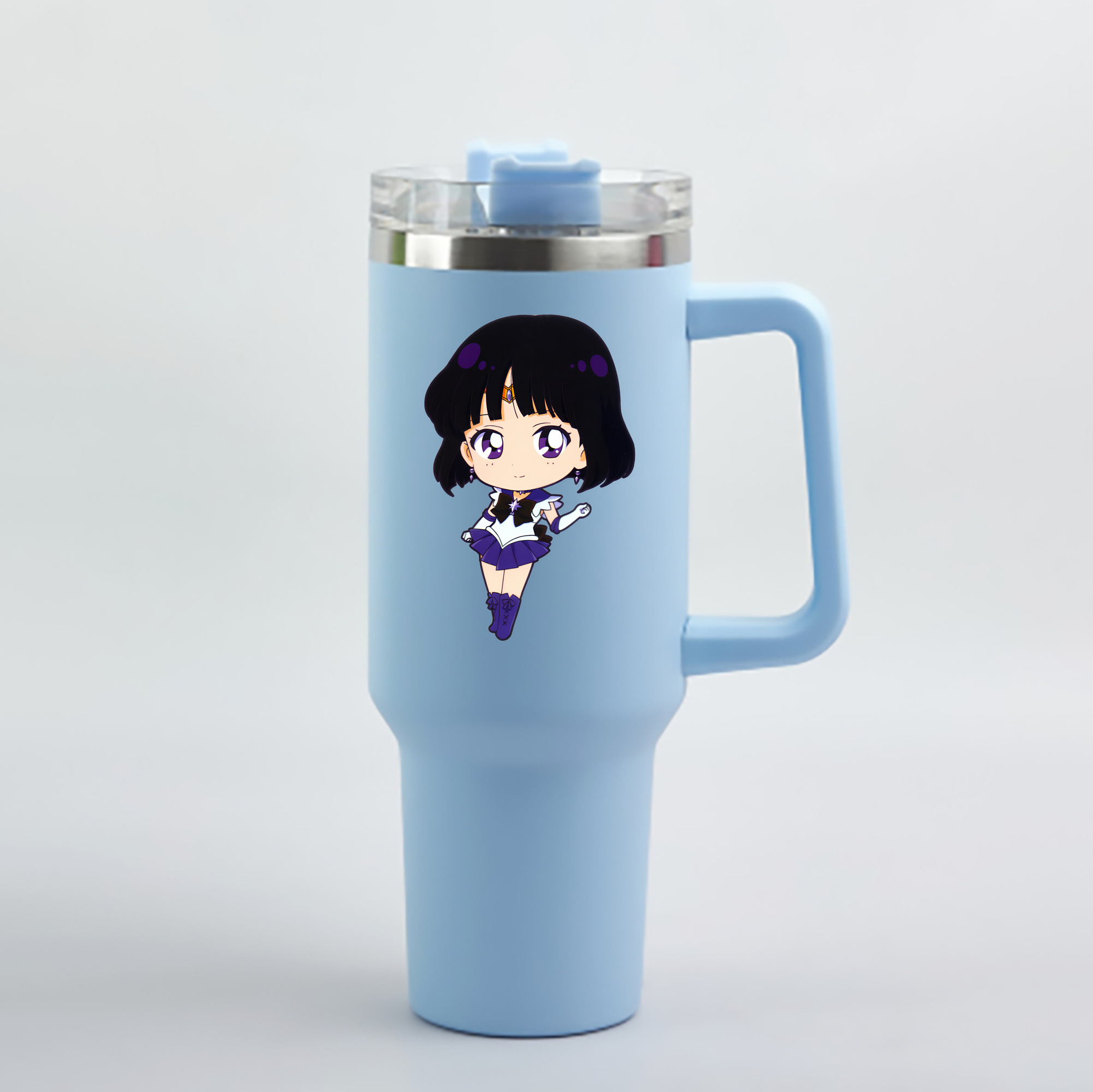 （画像用） 美少女戦士セーラームーン 土萠ほたる Sailor Moon Tomoe Hotaru （セーラーサターン；Sailor Saturn） 1200mL車用タンブラー - クリスタルステッカー（プラスチックストロー付き）