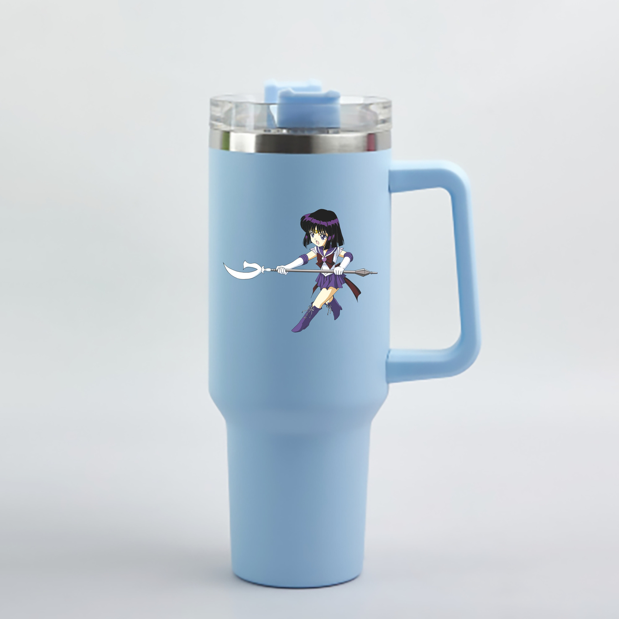 （画像用） 美少女戦士セーラームーン 土萠ほたる Sailor Moon Tomoe Hotaru （セーラーサターン；Sailor Saturn） 1200mL車用タンブラー - クリスタルステッカー（プラスチックストロー付き）