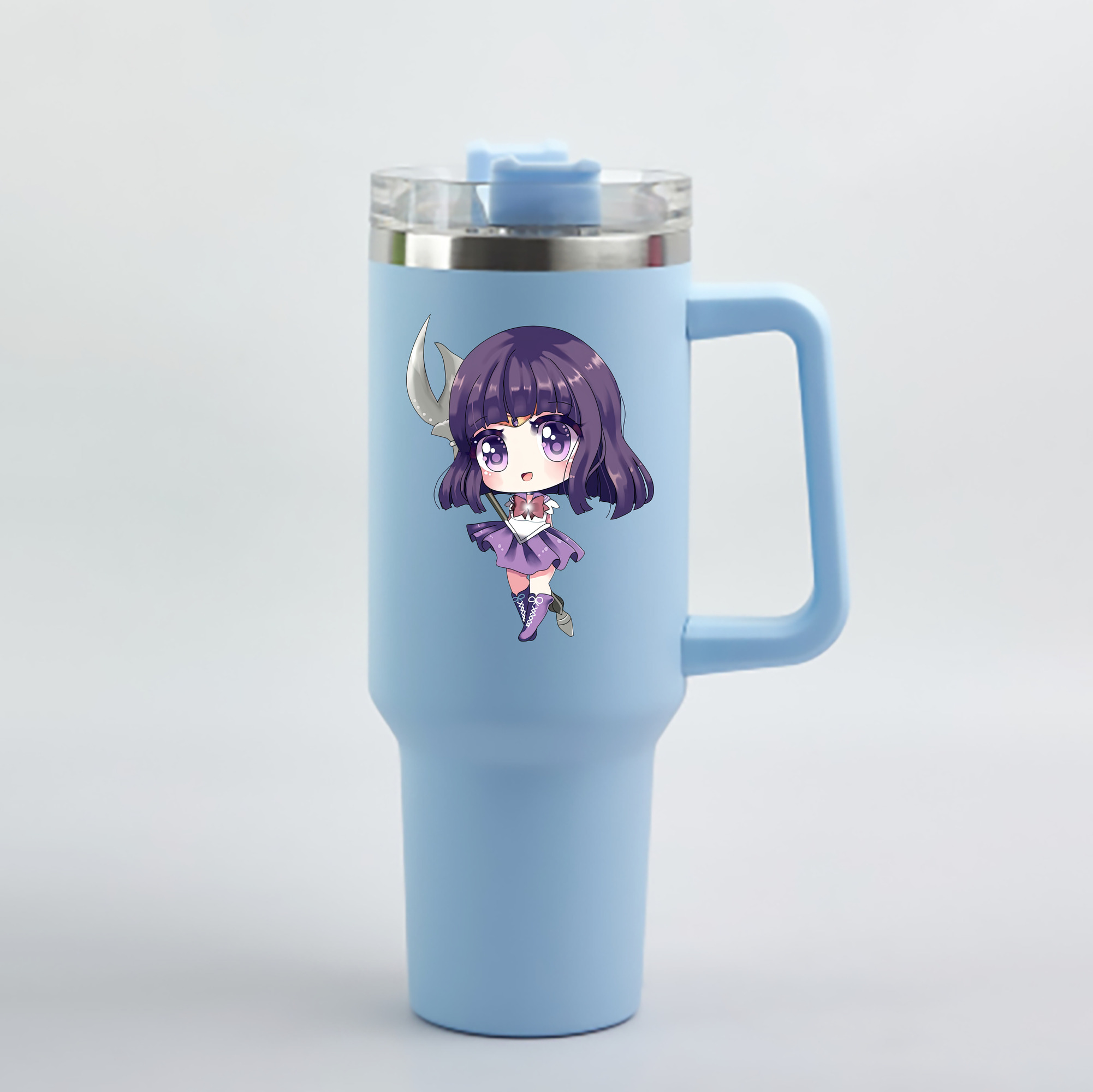 （画像用） 美少女戦士セーラームーン 土萠ほたる Sailor Moon Tomoe Hotaru （セーラーサターン；Sailor Saturn） 1200mL車用タンブラー - クリスタルステッカー（プラスチックストロー付き）