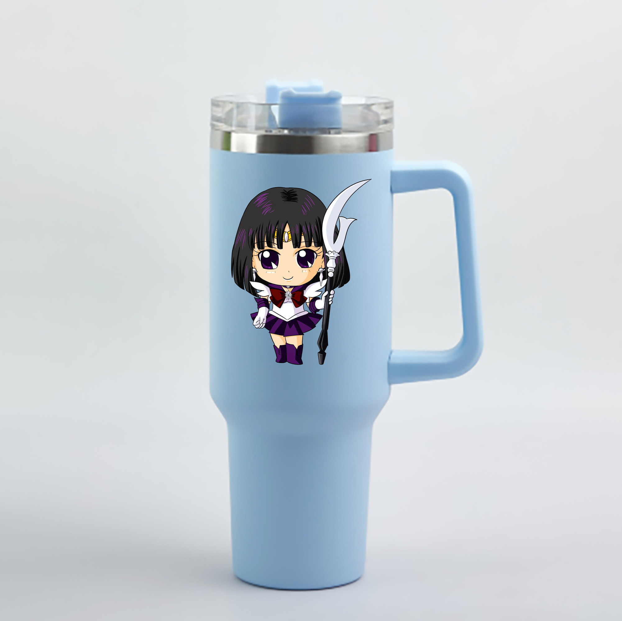 （画像用） 美少女戦士セーラームーン 土萠ほたる Sailor Moon Tomoe Hotaru （セーラーサターン；Sailor Saturn） 1200mL車用タンブラー - クリスタルステッカー（プラスチックストロー付き）