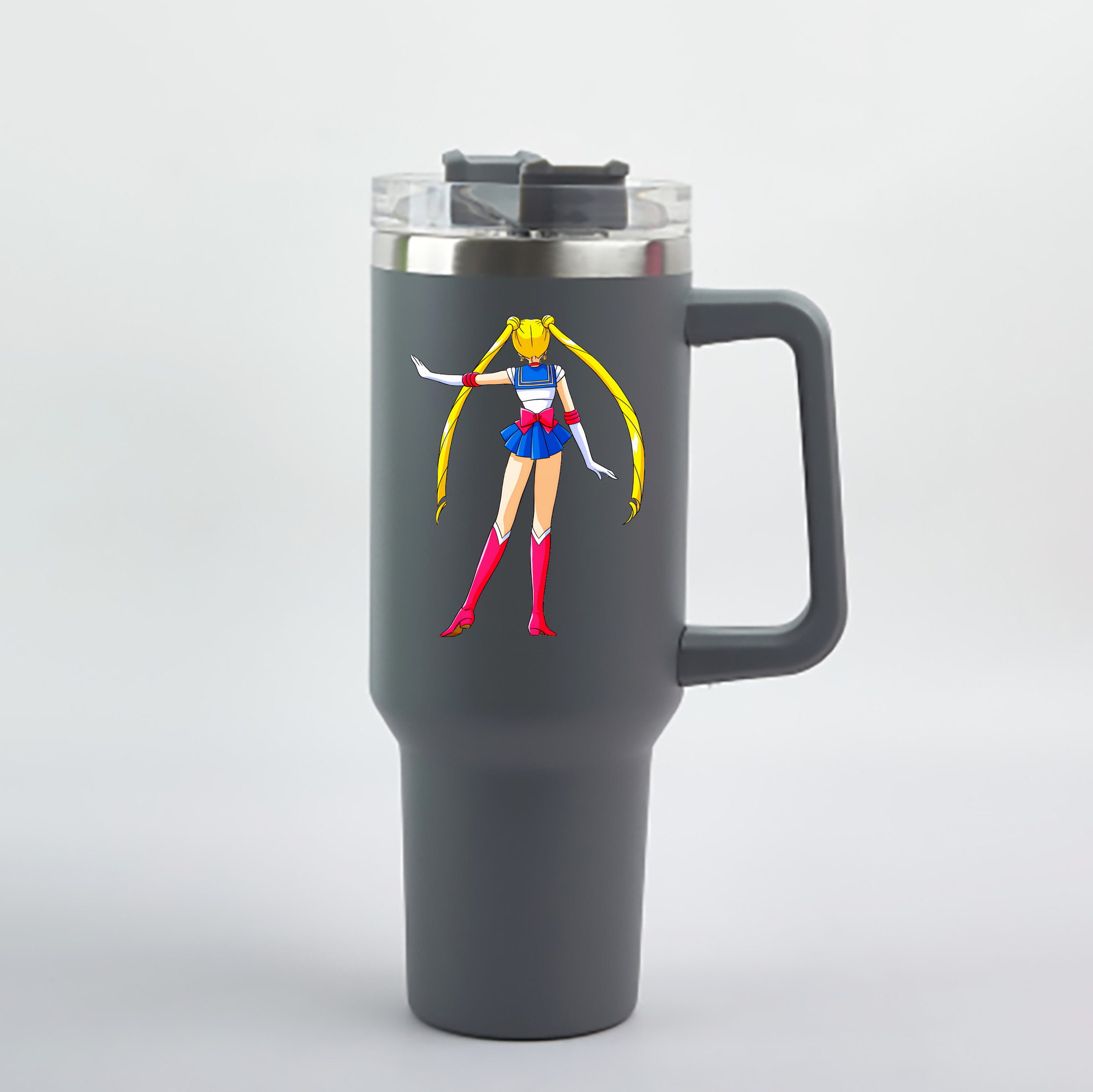 （画像用） 美少女戦士セーラームーン 月野 うさぎ つきの うさぎ Sailor Moon Tsukino Usagi 1200mL車用タンブラー - クリスタルステッカー（プラスチックストロー付き）