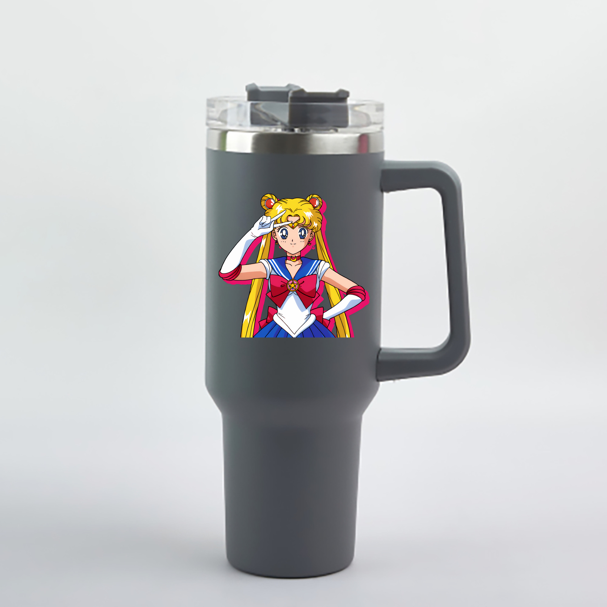 （画像用） 美少女戦士セーラームーン 月野 うさぎ つきの うさぎ Sailor Moon Tsukino Usagi 1200mL車用タンブラー - クリスタルステッカー（プラスチックストロー付き）