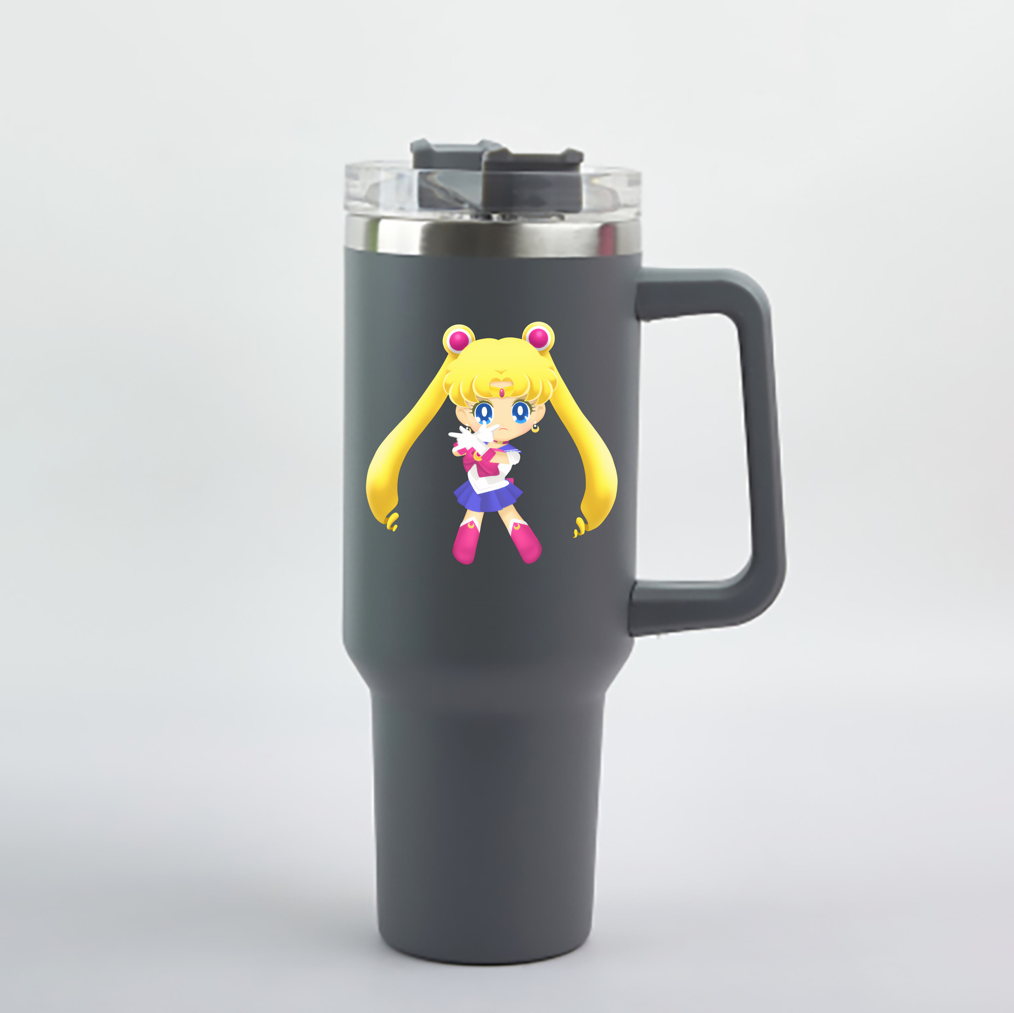 （画像用） 美少女戦士セーラームーン 月野 うさぎ つきの うさぎ Sailor Moon Tsukino Usagi 1200mL車用タンブラー - クリスタルステッカー（プラスチックストロー付き）