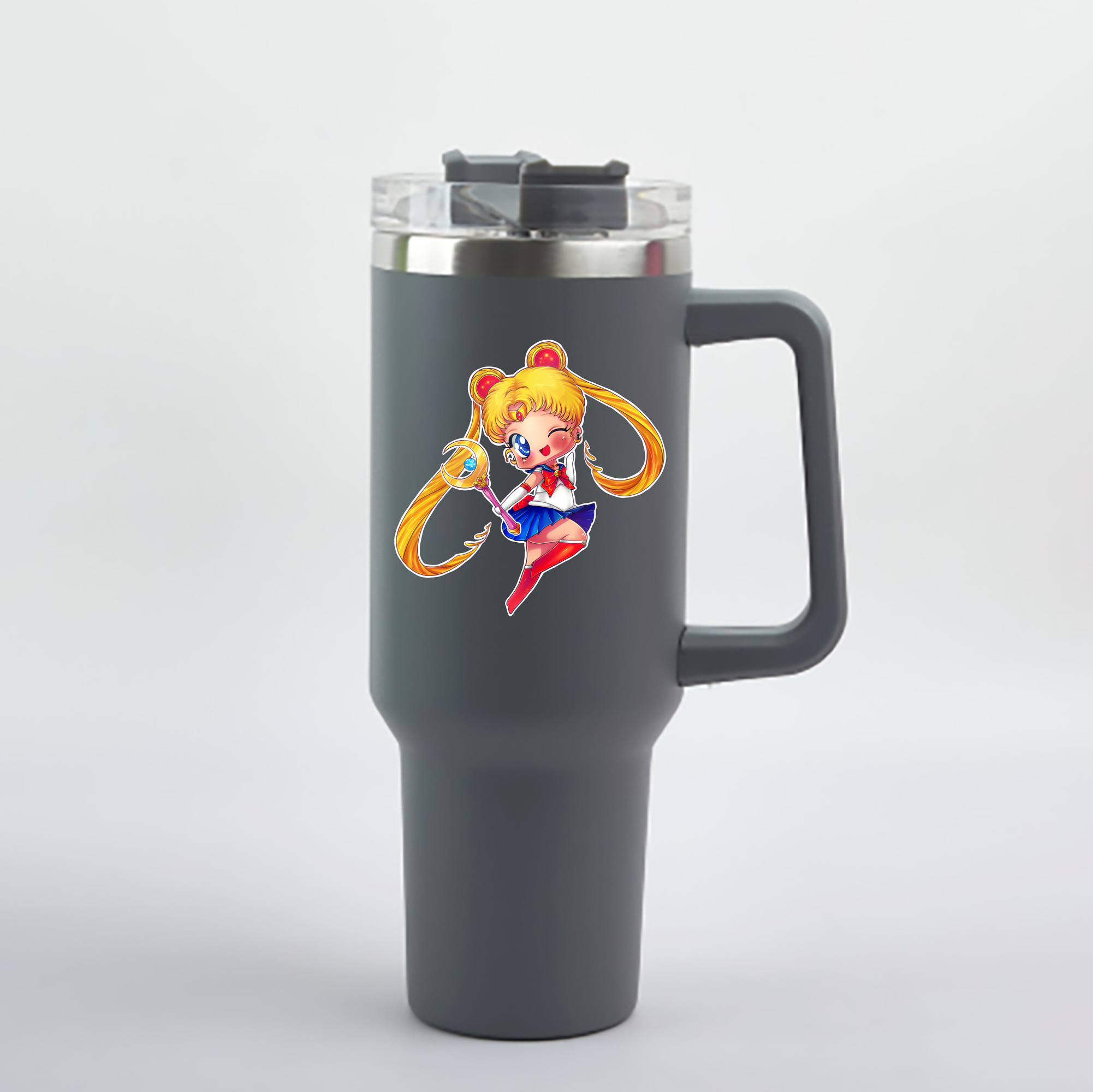（画像用） 美少女戦士セーラームーン 月野 うさぎ つきの うさぎ Sailor Moon Tsukino Usagi 1200mL車用タンブラー - クリスタルステッカー（プラスチックストロー付き）