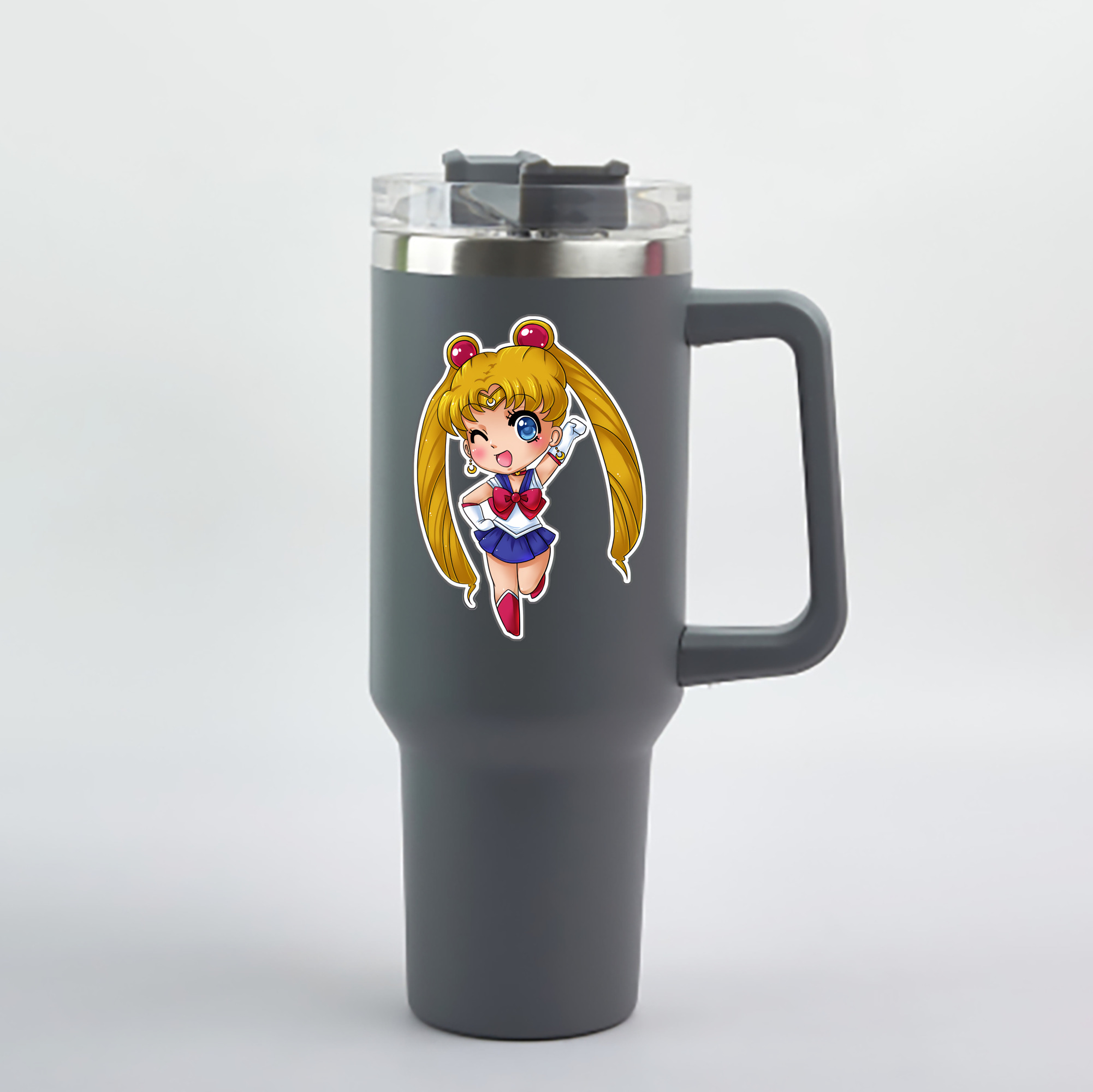 （画像用） 美少女戦士セーラームーン 月野 うさぎ つきの うさぎ Sailor Moon Tsukino Usagi 1200mL車用タンブラー - クリスタルステッカー（プラスチックストロー付き）
